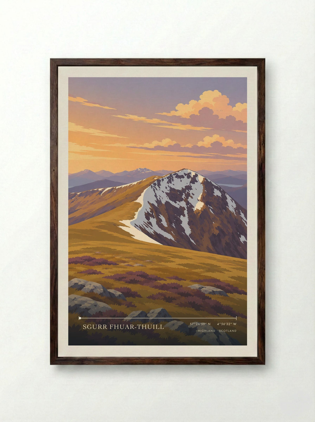 Sgurr Fhuar-thuill, Highland | Travel Poster - Framed Print Dark Wood