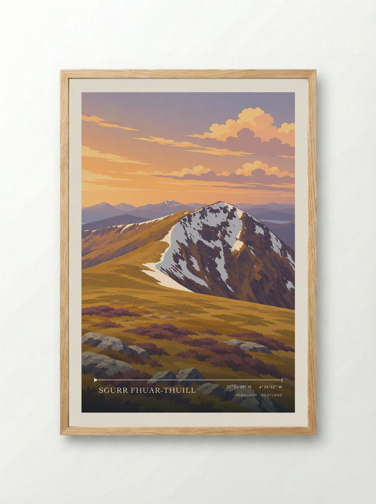 Sgurr Fhuar-thuill, Highland | Travel Poster - Framed Print Wood