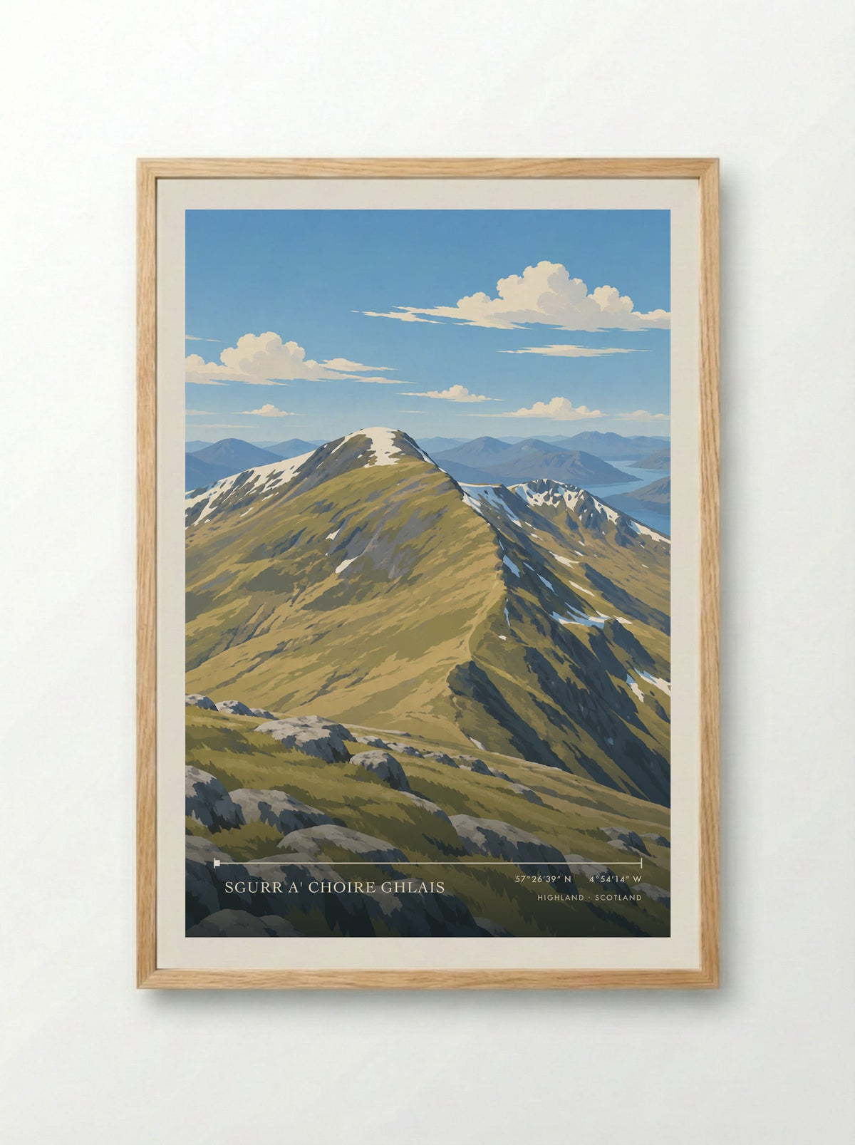 Sgurr a' Choire Ghlais, Highland | Travel Poster - Framed Print Wood