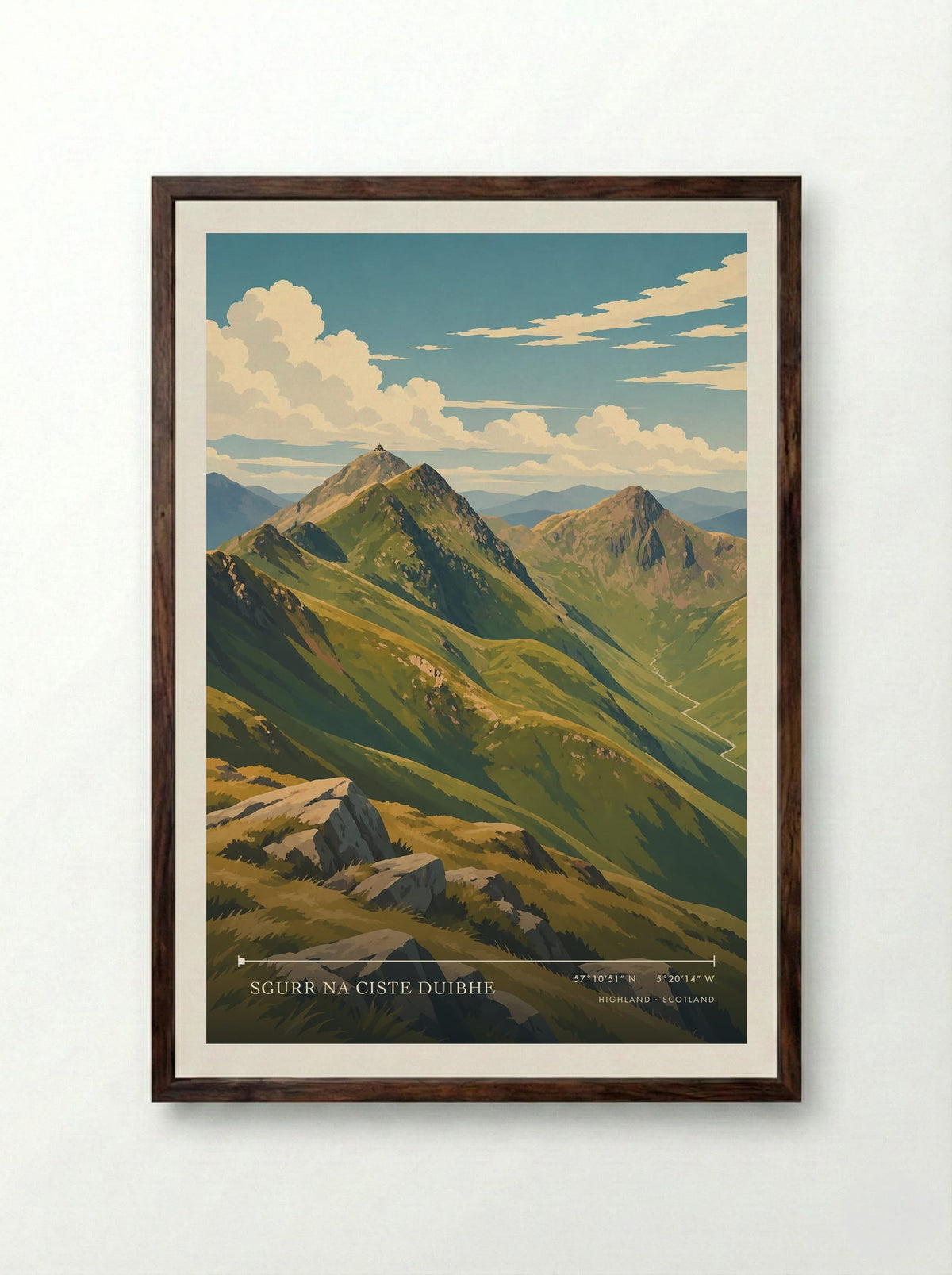 Sgurr na Ciste Duibhe, Highland | Travel Poster - Framed Print Dark Wood