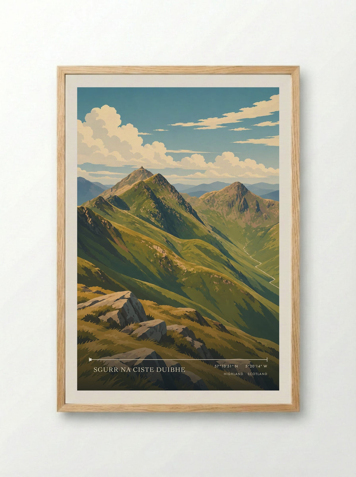 Sgurr na Ciste Duibhe, Highland | Travel Poster - Framed Print Wood