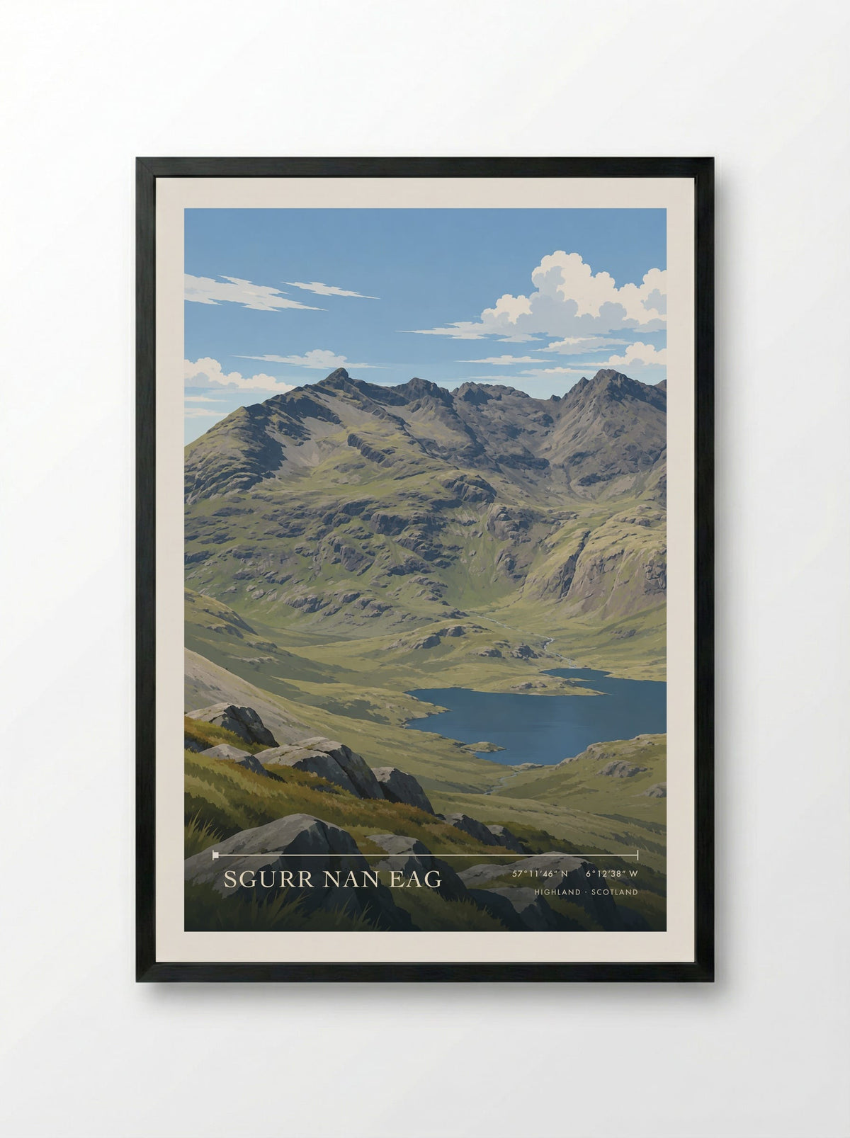 Sgurr nan Eag, Highland | Travel Poster - Framed Print Black