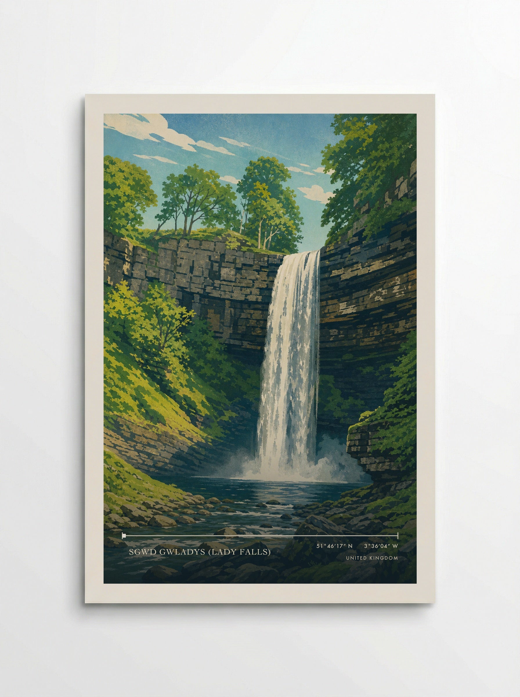 Sgwd Gwladys (Lady Falls) United Kingdom Travel Poster - Poster