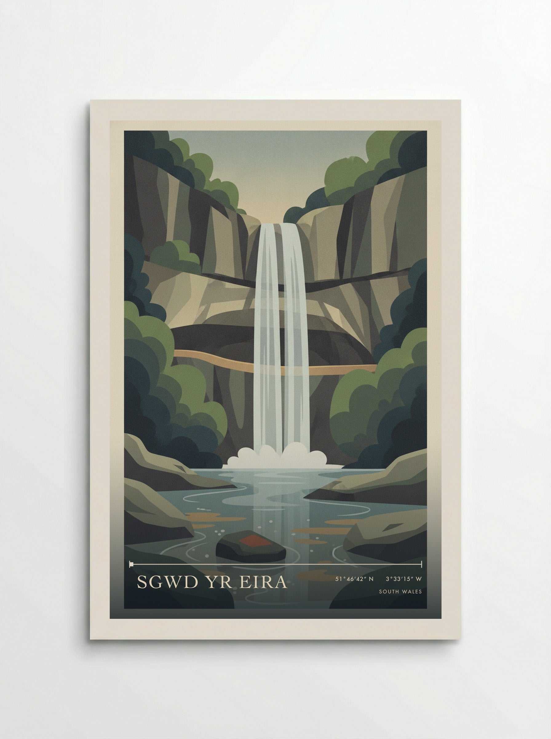 Sgwd Yr Eira South Wales Wales Travel Poster - Poster