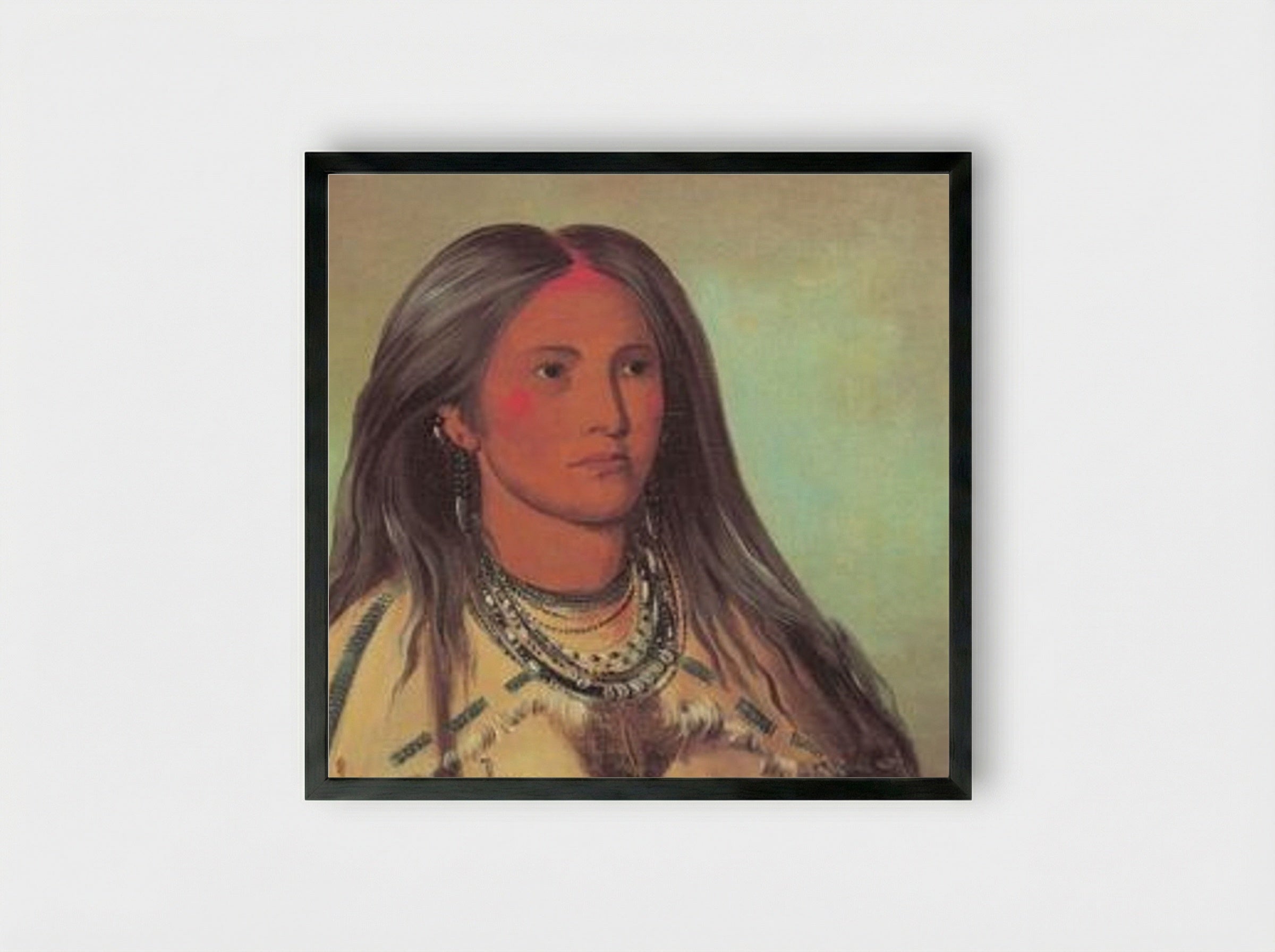 Sha-kó-ka (Mint), a Mandan Girl - George Catlin - Framed Print Black