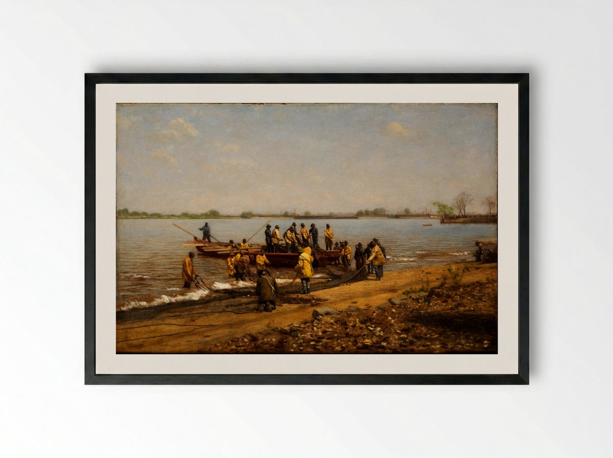 Shad Fishing at Gloucester on the Delaware River - Thomas Eakins - Framed Print Black