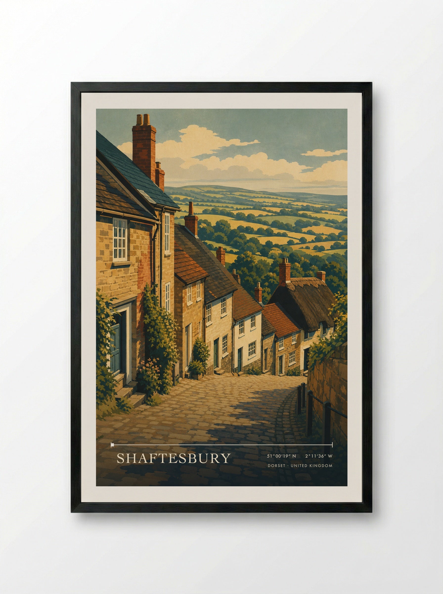 Shaftesbury Dorset United Kingdom Travel Poster - Framed Print Black