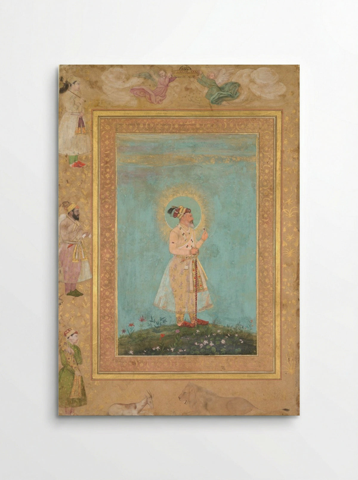 Shah Jahan holding a spinel and a long Deccan sword - Hashim - Poster