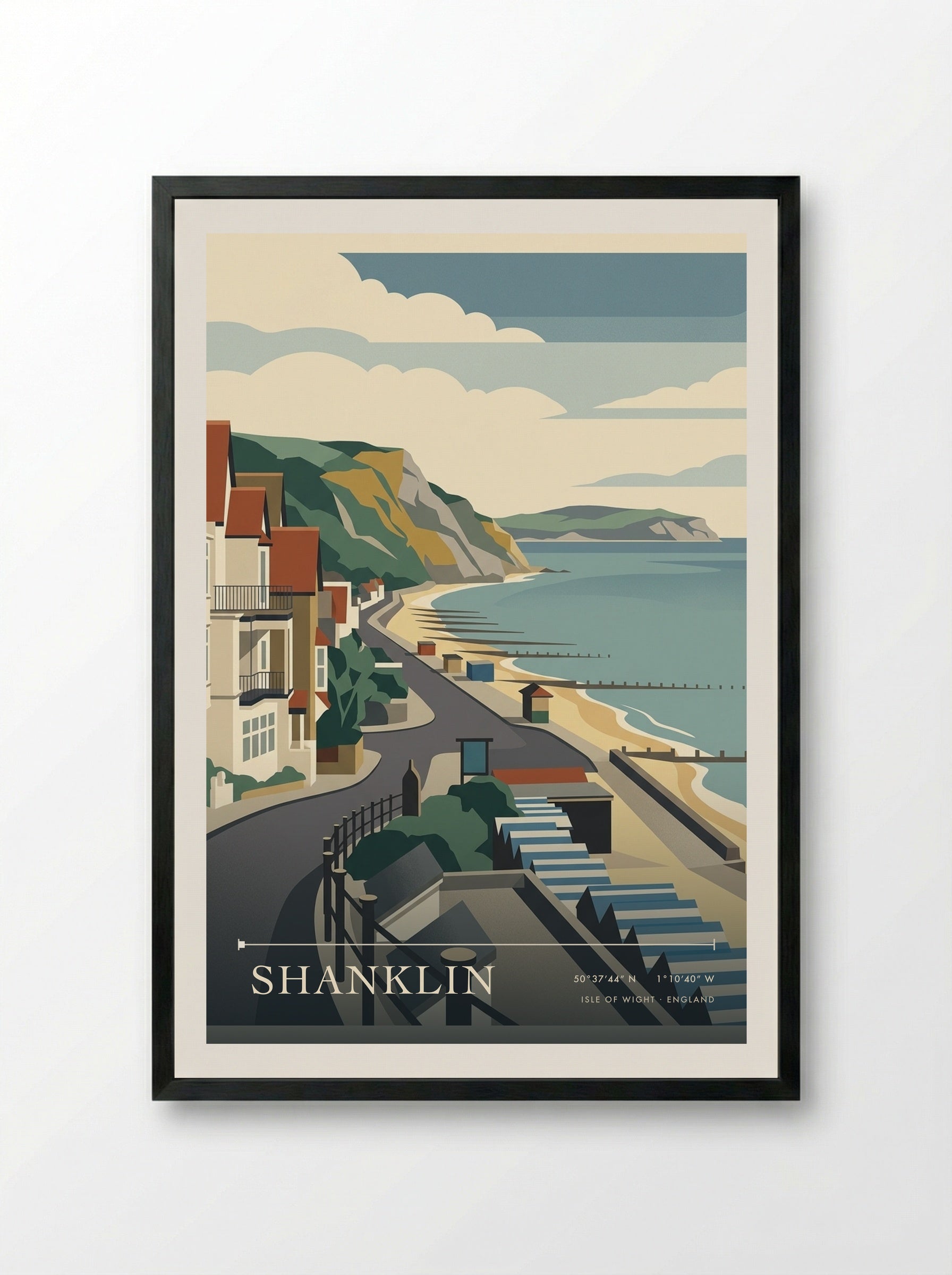 Shanklin Isle of Wight England Travel Poster - Framed Print Black