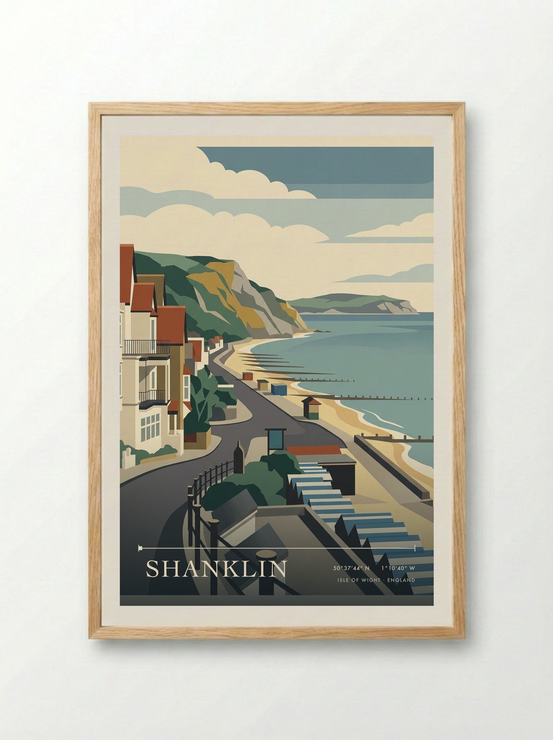Shanklin Isle of Wight England Travel Poster - Framed Print Wood