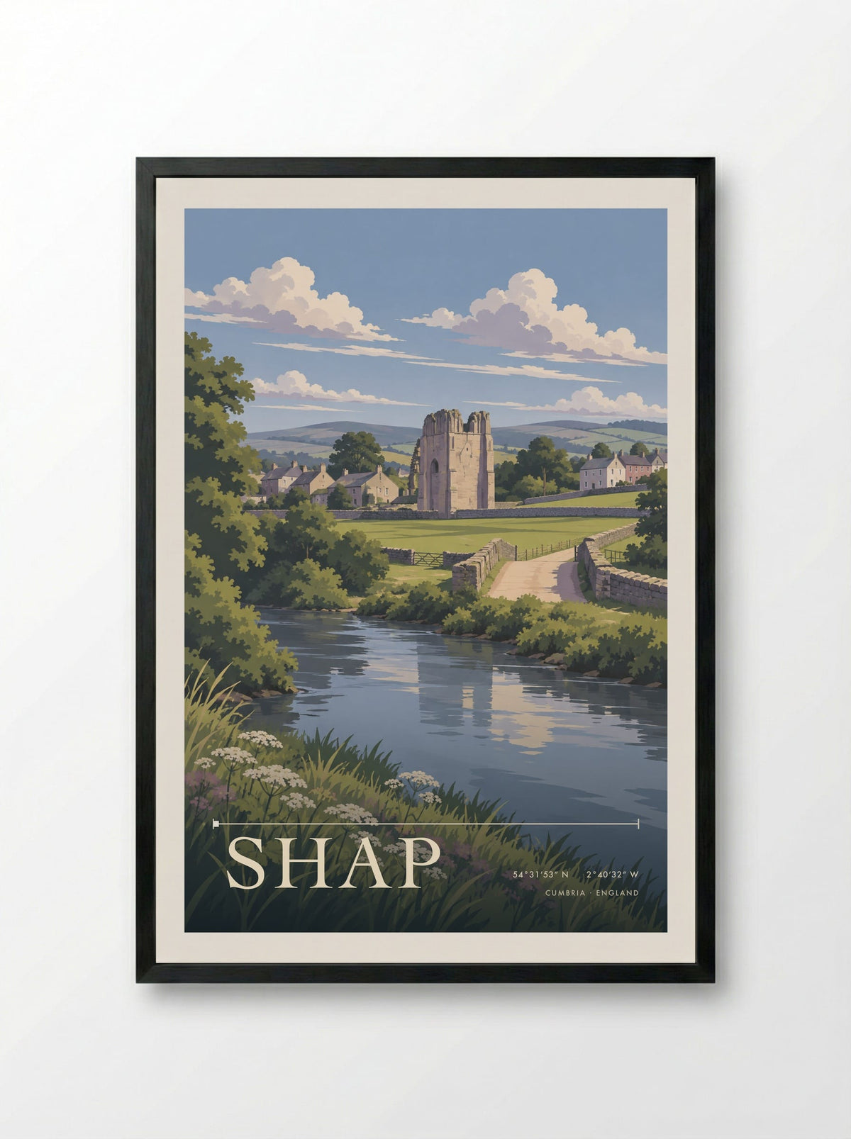 Shap, Cumbria | Travel Poster - Framed Print Black