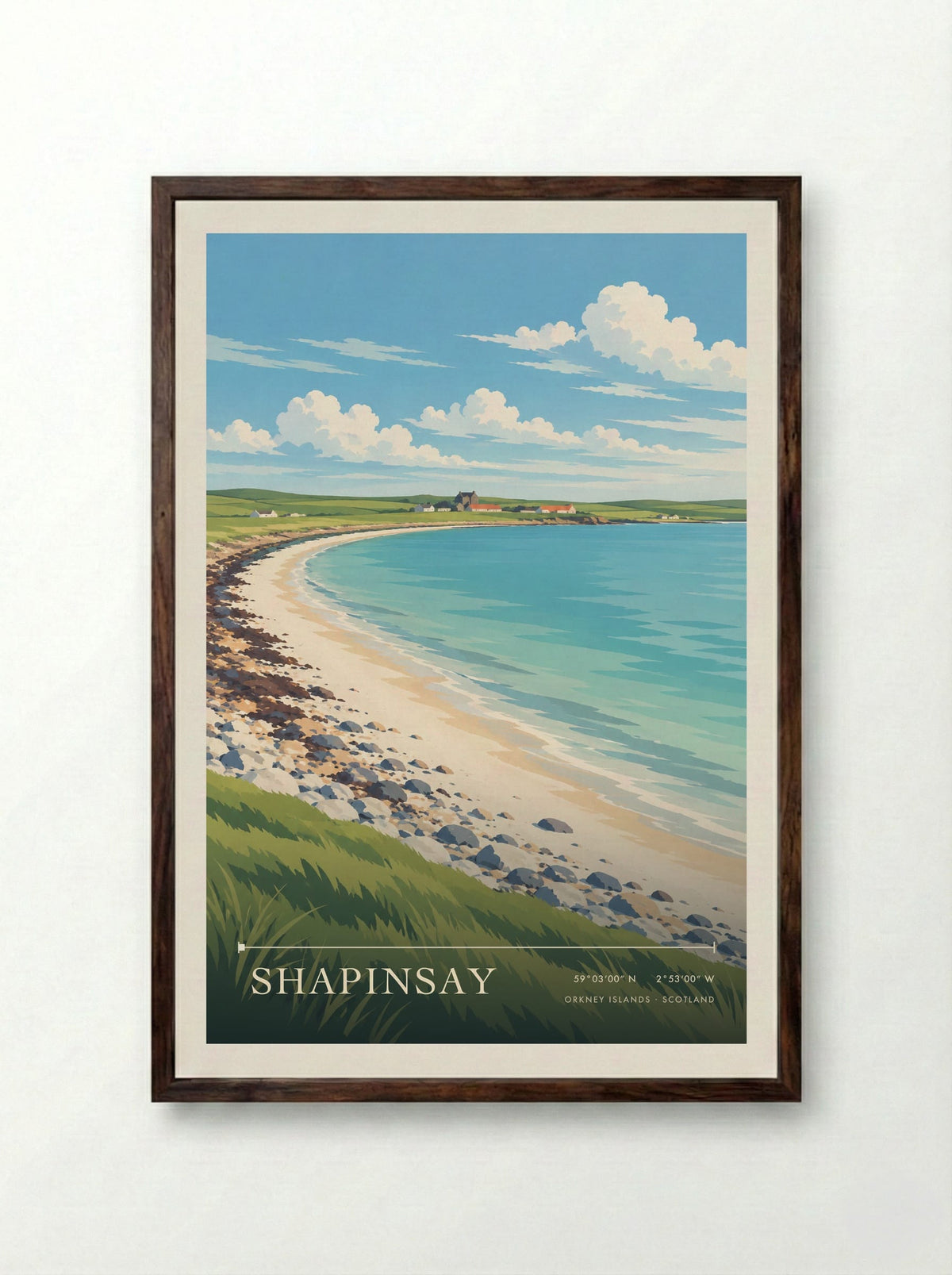 Shapinsay, Orkney Islands | Travel Poster - Framed Print Dark Wood