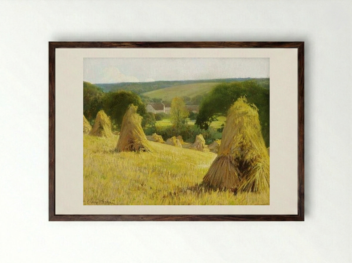 Sheaves of Corn - Firmin Baes - Framed Print Dark Wood