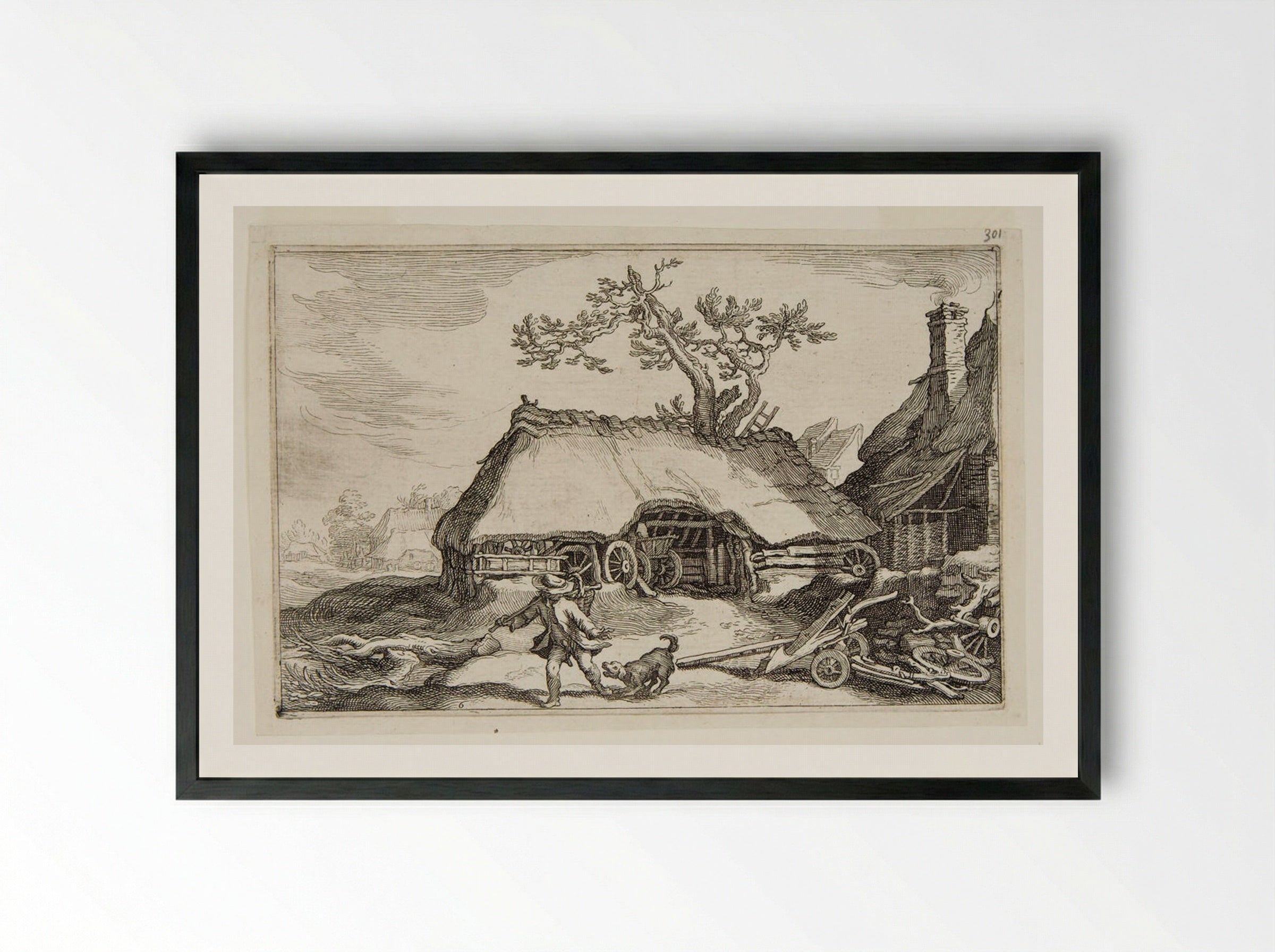 Shed with Wagon Wheels - Boetius Adamsz. Bolswert - Framed Print Black