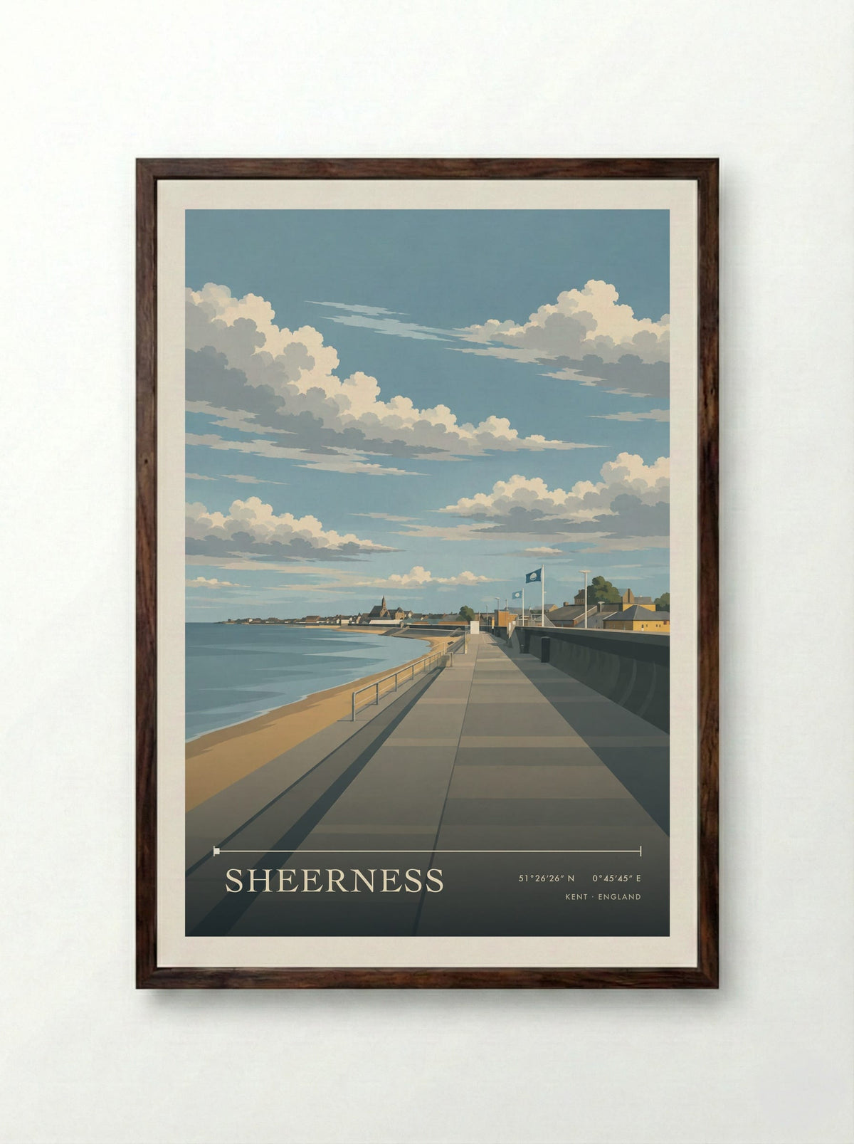 Sheerness, Kent | Travel Poster - Framed Print Dark Wood