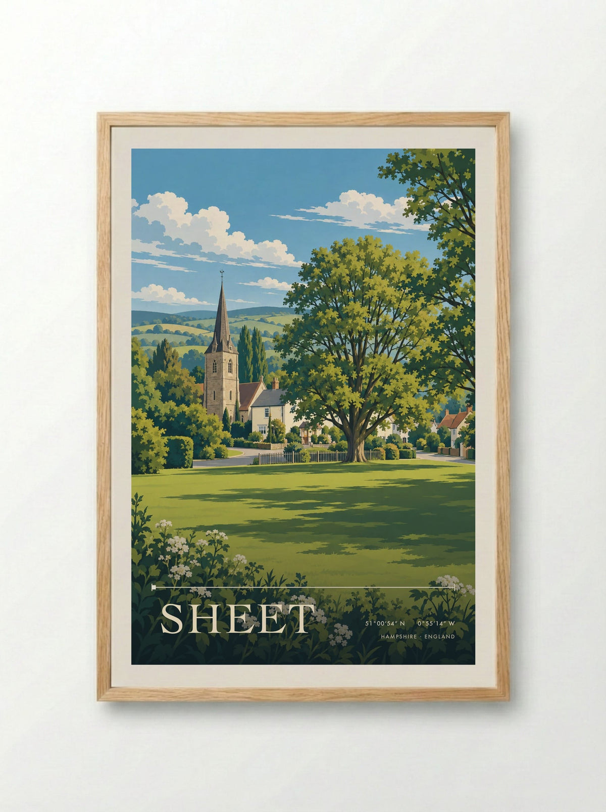 Sheet, Hampshire | Travel Poster - Framed Print Wood