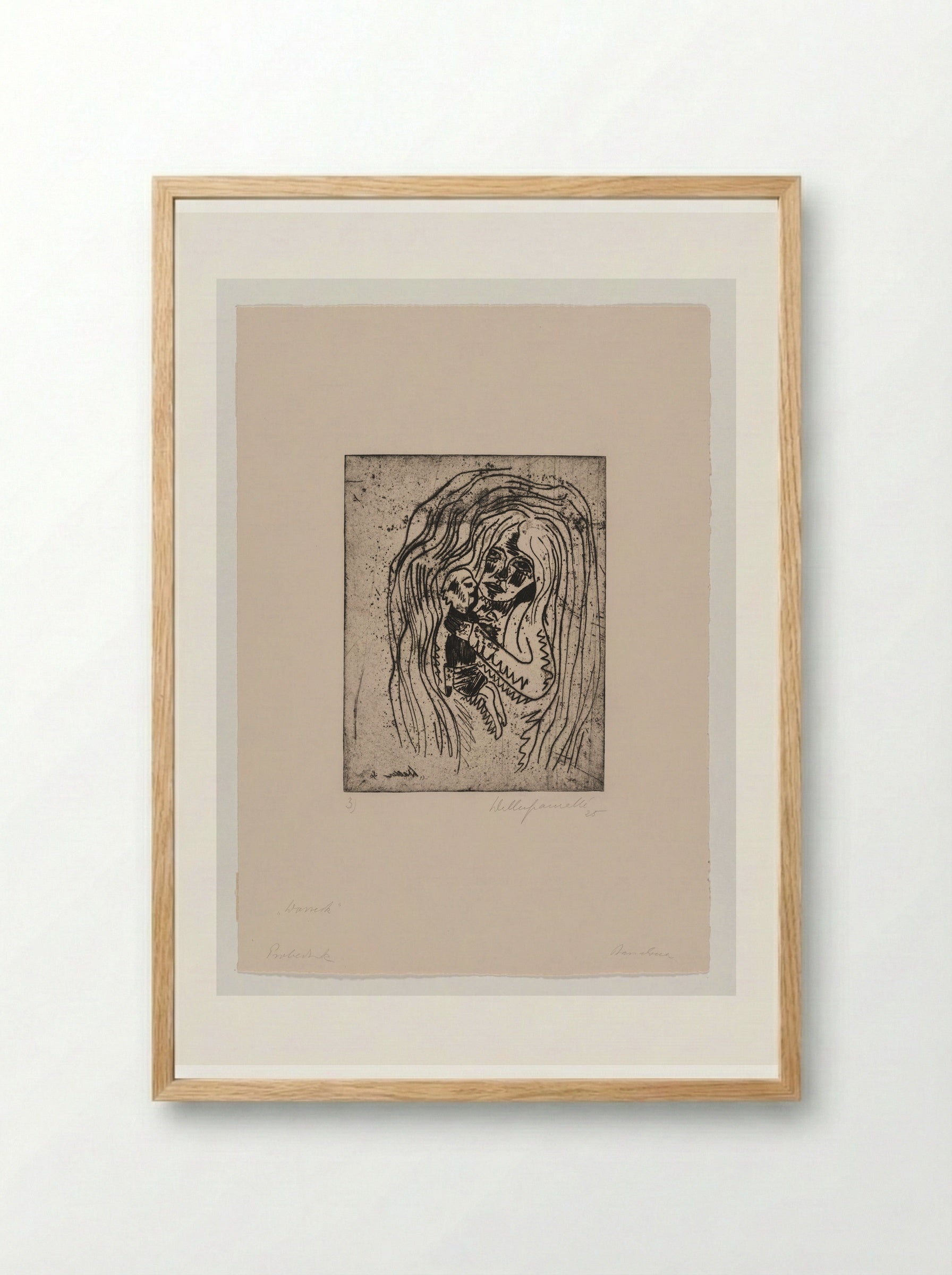 Sheet III, Mary with the Boy in Her Arms - Walter Gramatté - Framed Print Wood
