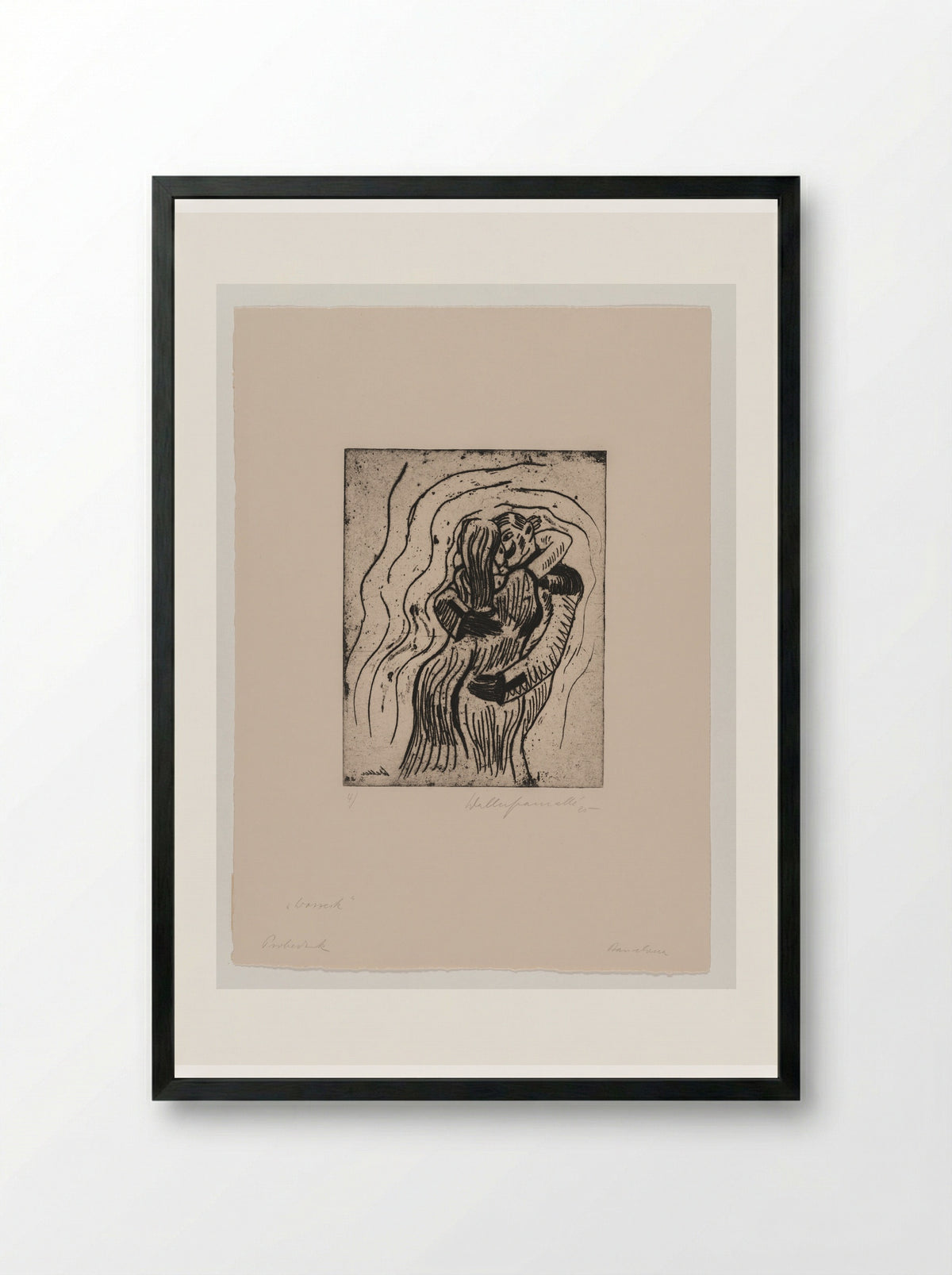 Sheet IV, Mary and the Drum Major Embrace - Walter Gramatté - Framed Print Black