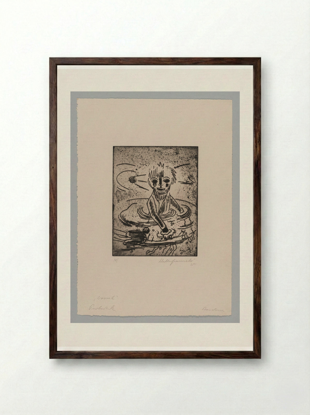 Sheet X, Wozzeck Goes into the Pond - Walter Gramatté - Framed Print Dark Wood