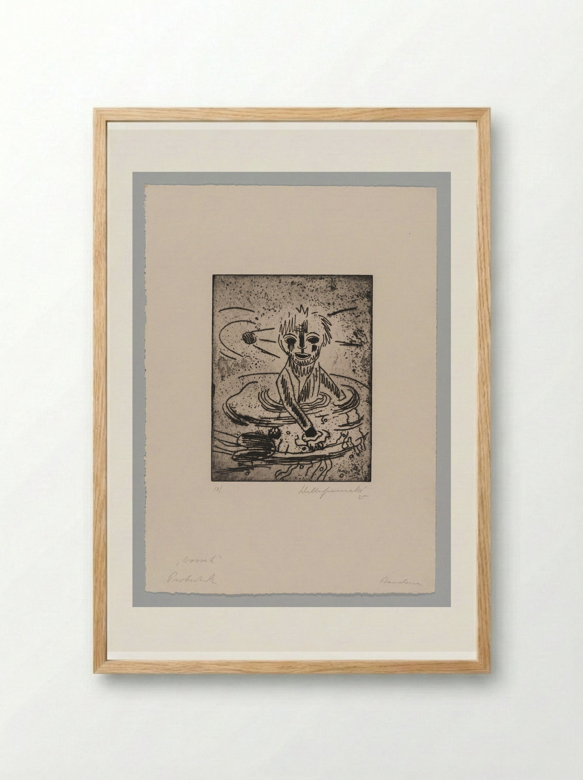 Sheet X, Wozzeck Goes into the Pond - Walter Gramatté - Framed Print Wood