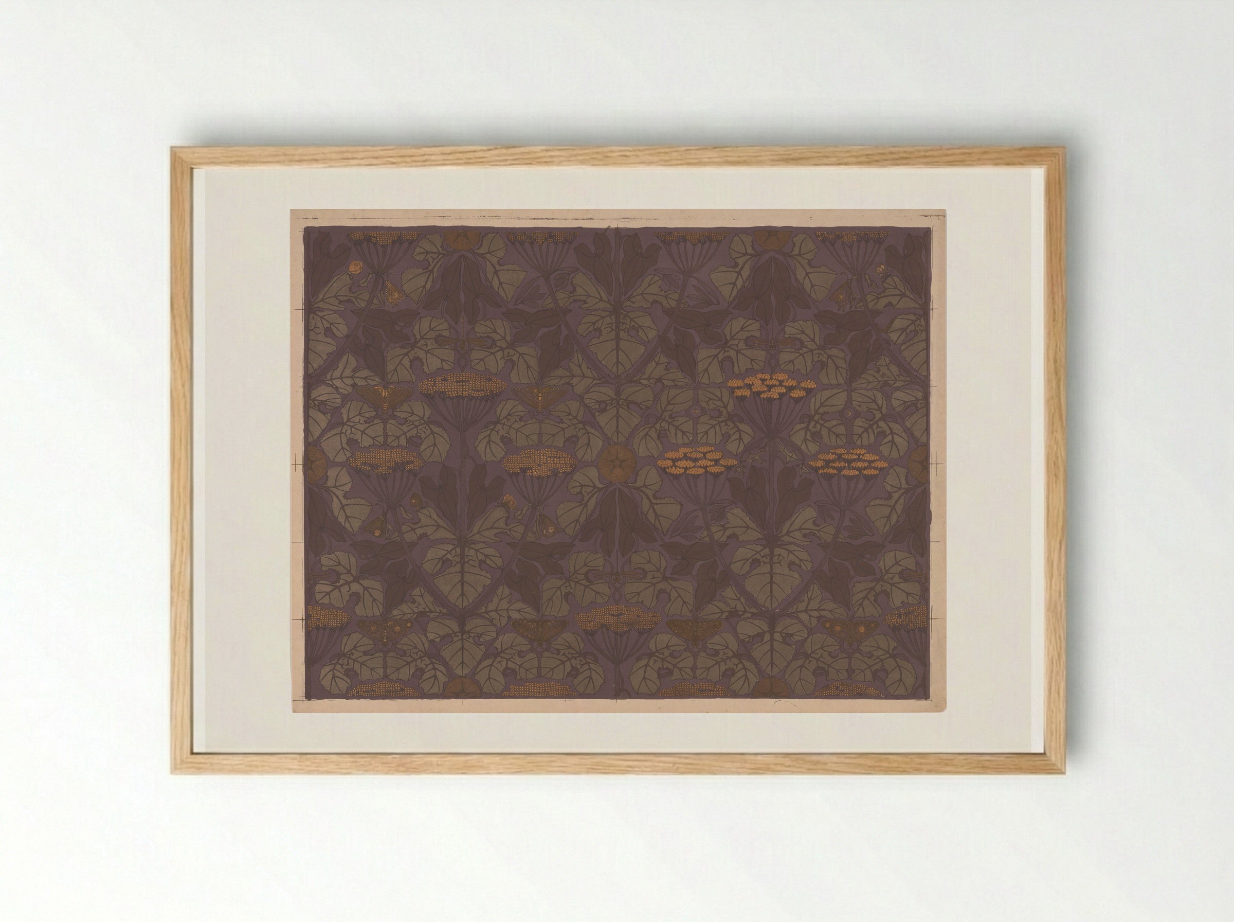 Sheet of Wallpaper with Umbellifers, Butterflies, and Dragonflies - Theo Nieuwenhuis - Framed Print Wood