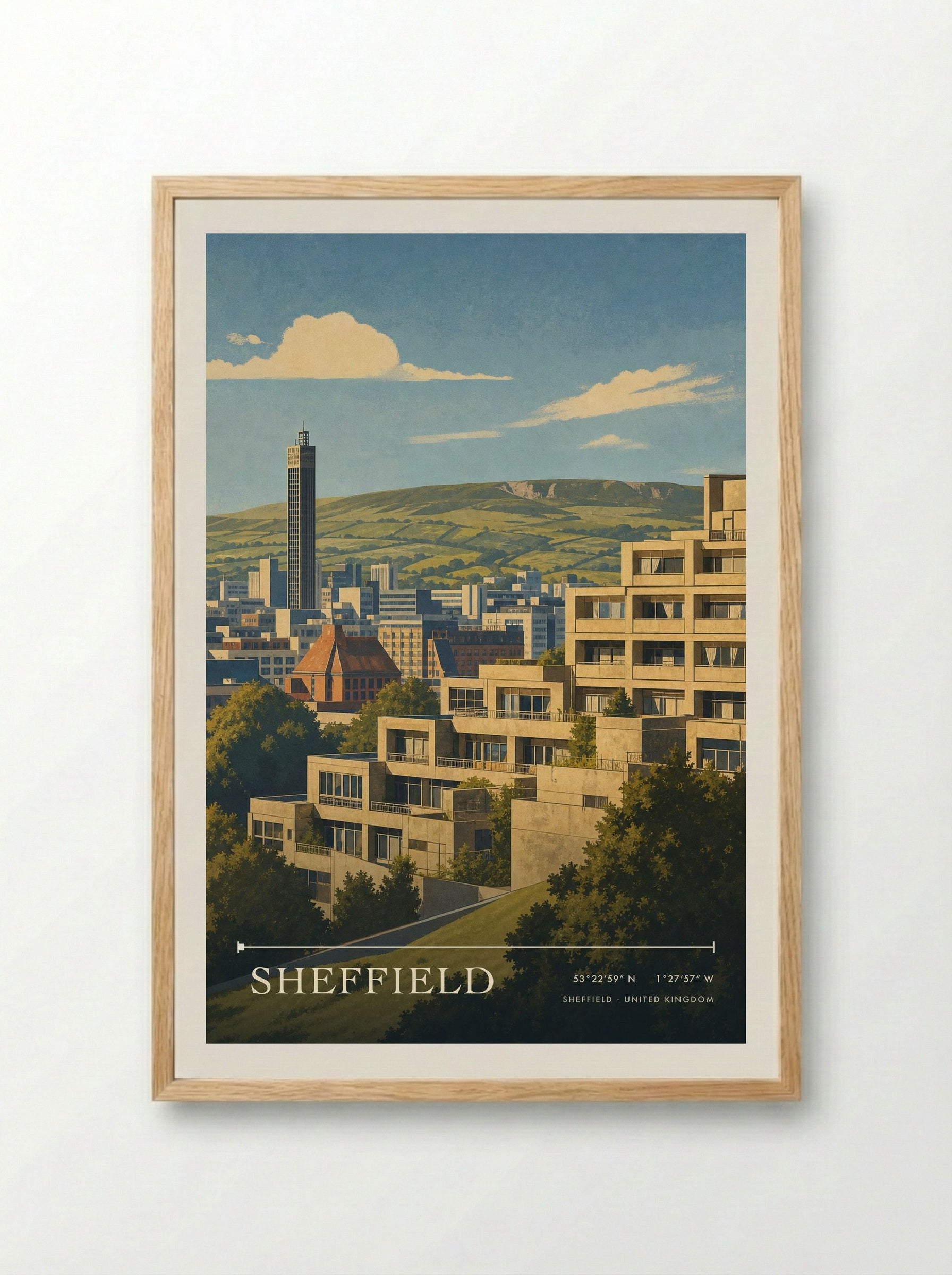 Sheffield United Kingdom Travel Poster - Framed Print Wood