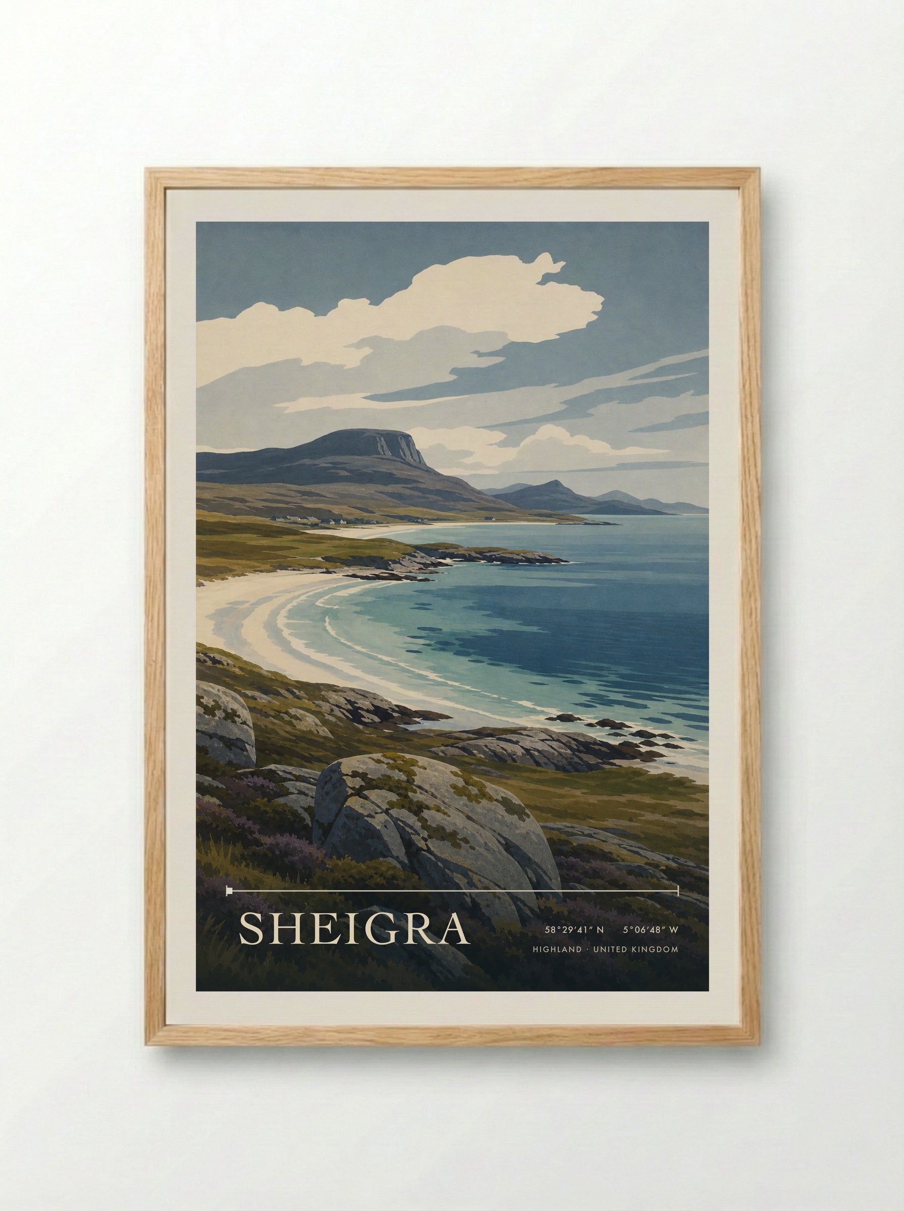 Sheigra Highland United Kingdom Travel Poster - Framed Print Wood
