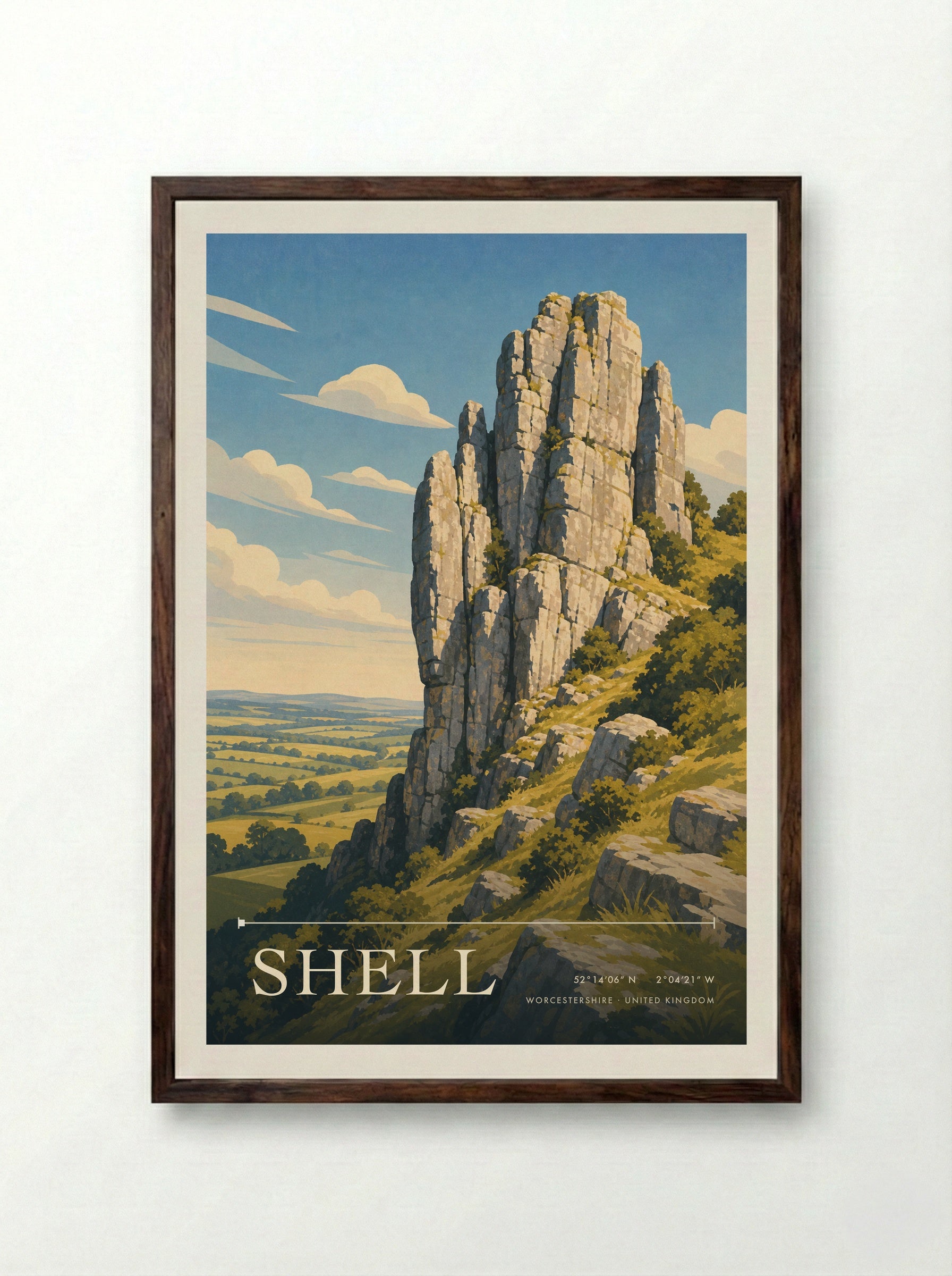 Shell Worcestershire United Kingdom Travel Poster - Framed Print Dark Wood