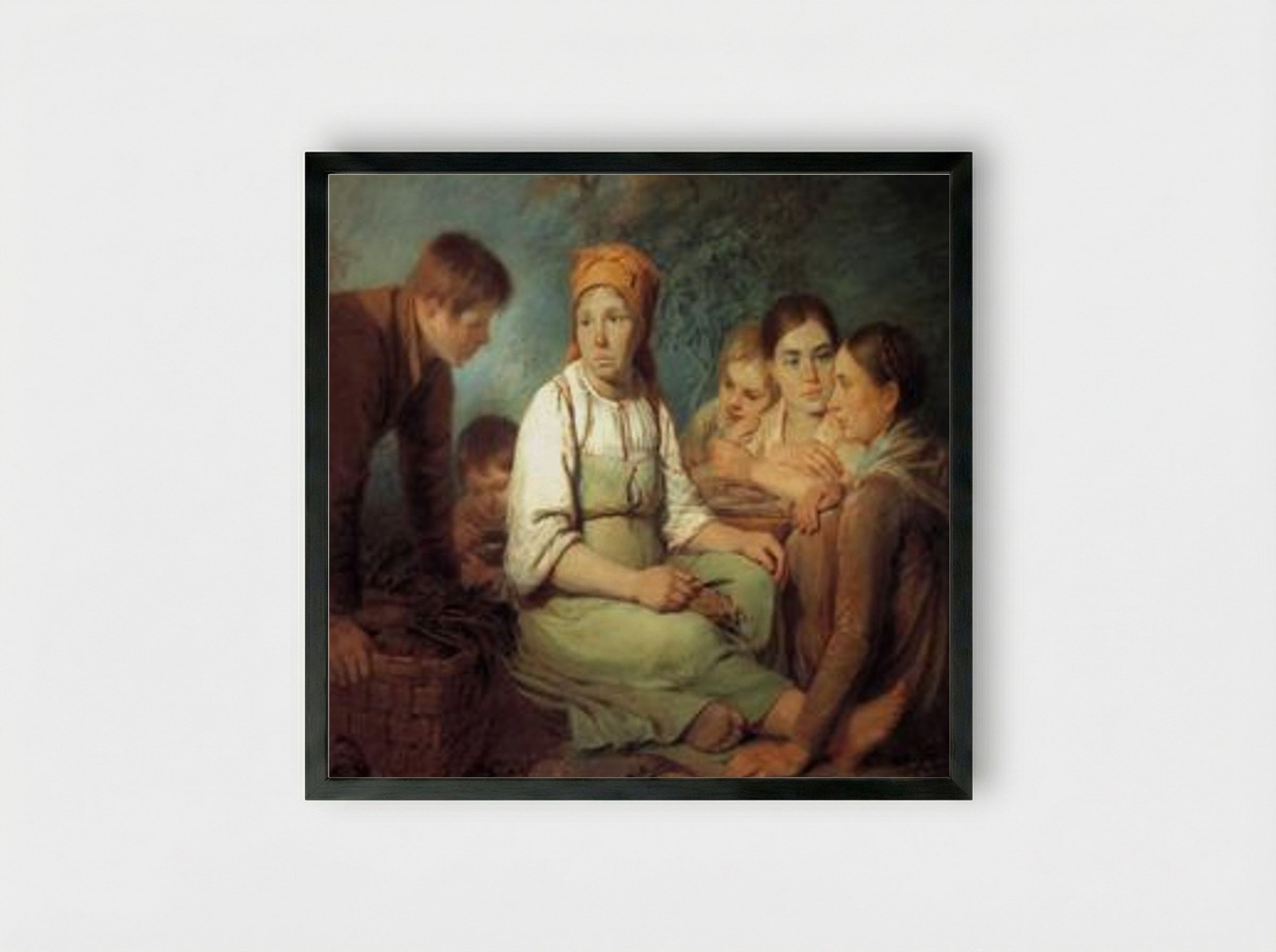 Shelling of Beet - Alexey Venetsianov - Framed Print Black