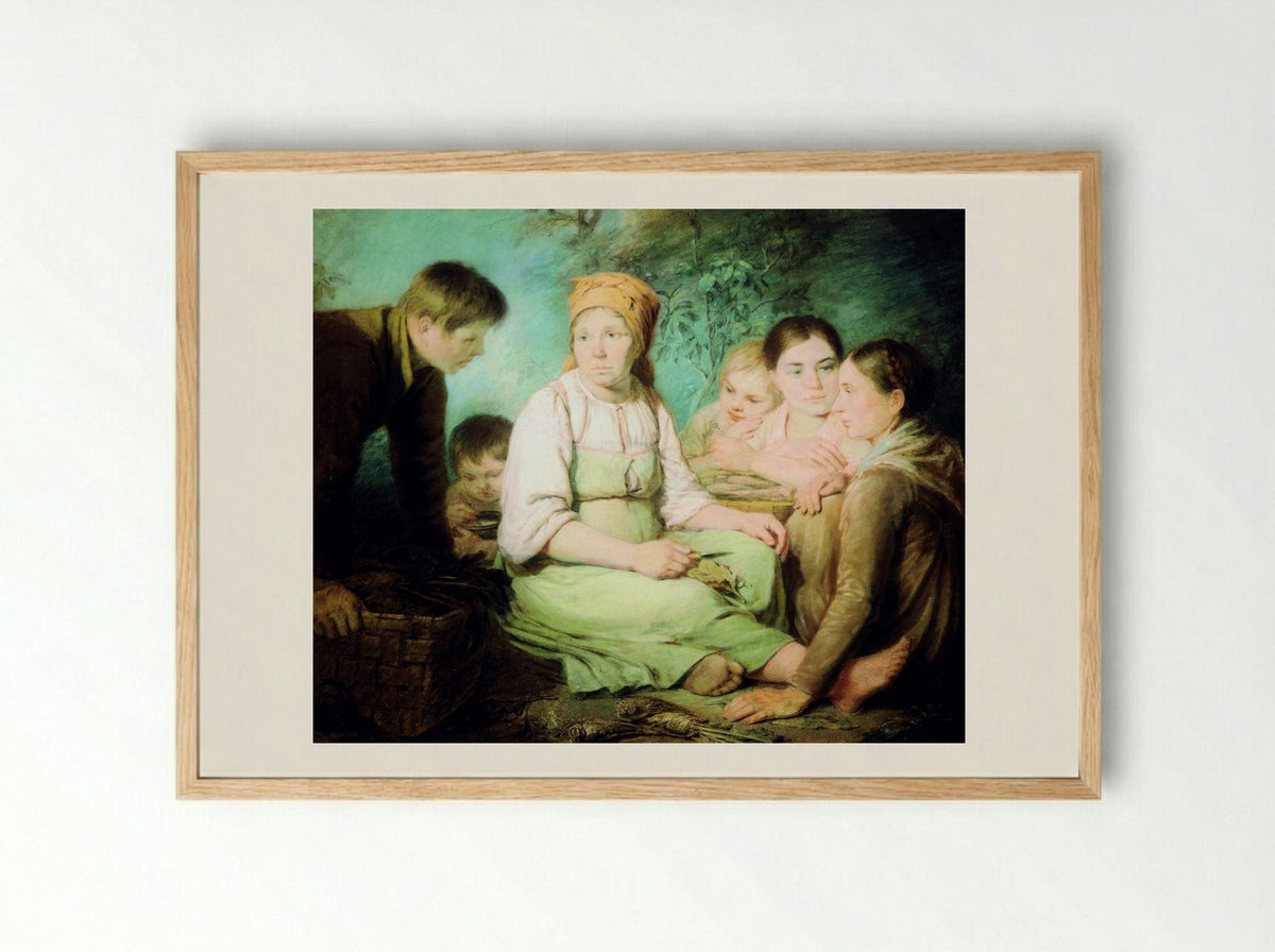 Shelling of Beet - Alexey Venetsianov - Framed Print Wood