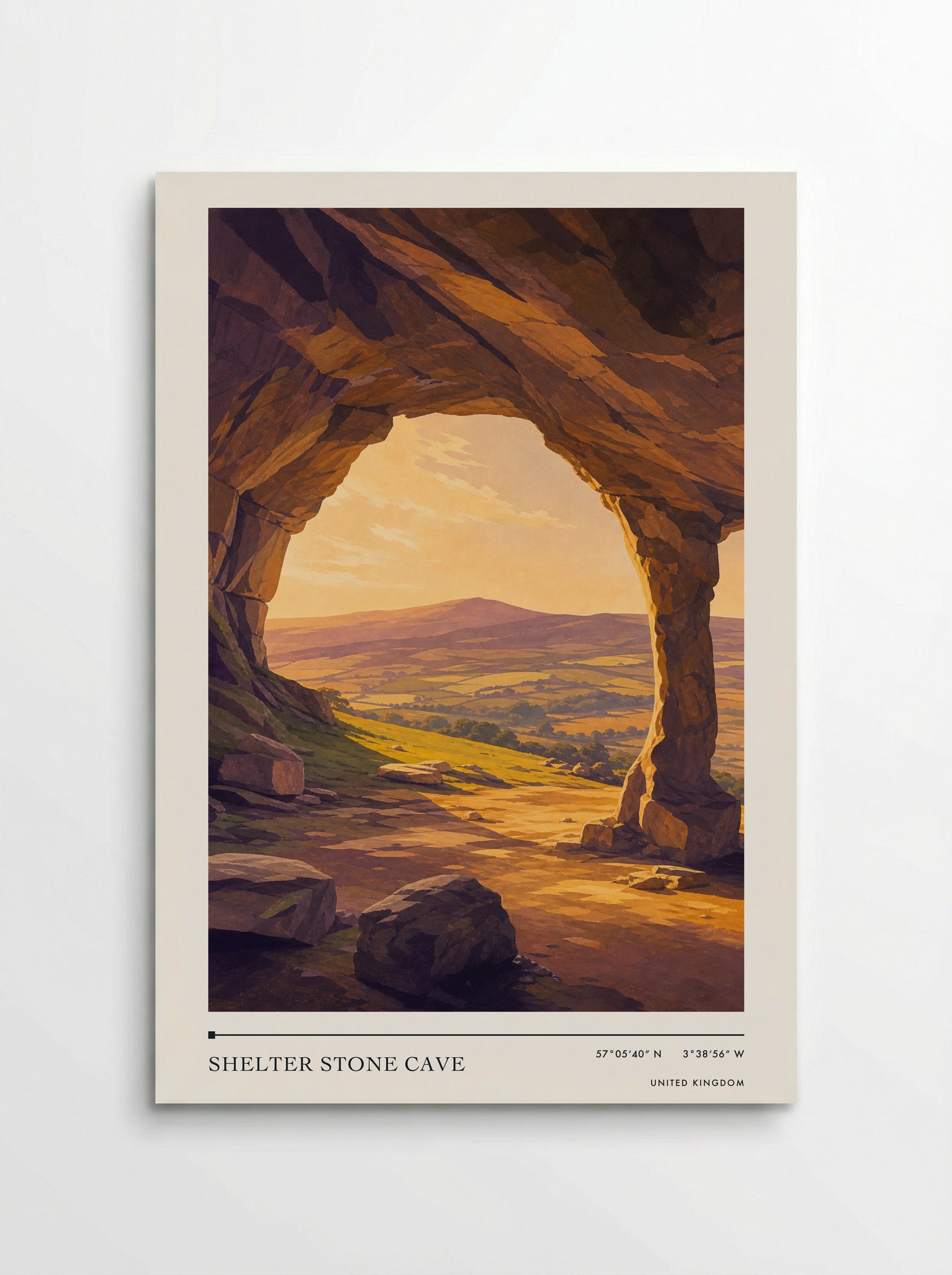 Shelter Stone Cave United Kingdom Travel Poster - Poster