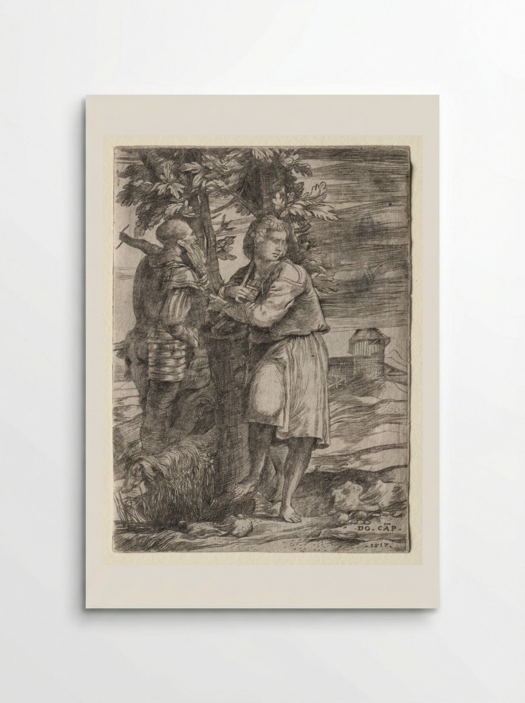 Shepherd and Old Warrior - Domenico Campagnola - Poster