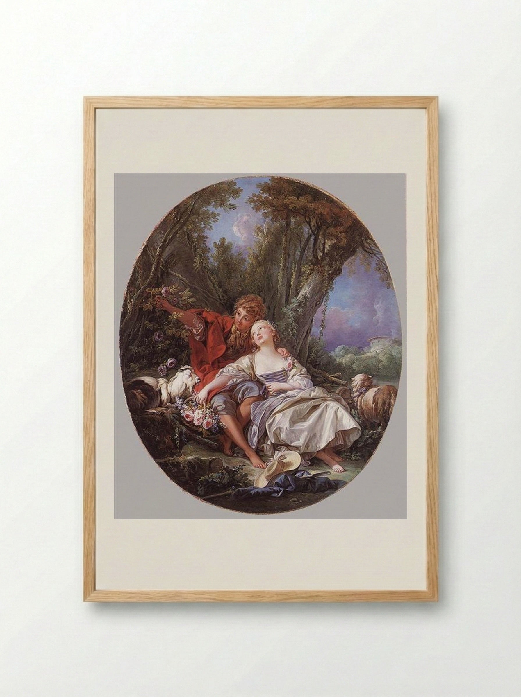 Shepherd and Shepherdess Reposing - François Boucher - Framed Print Wood