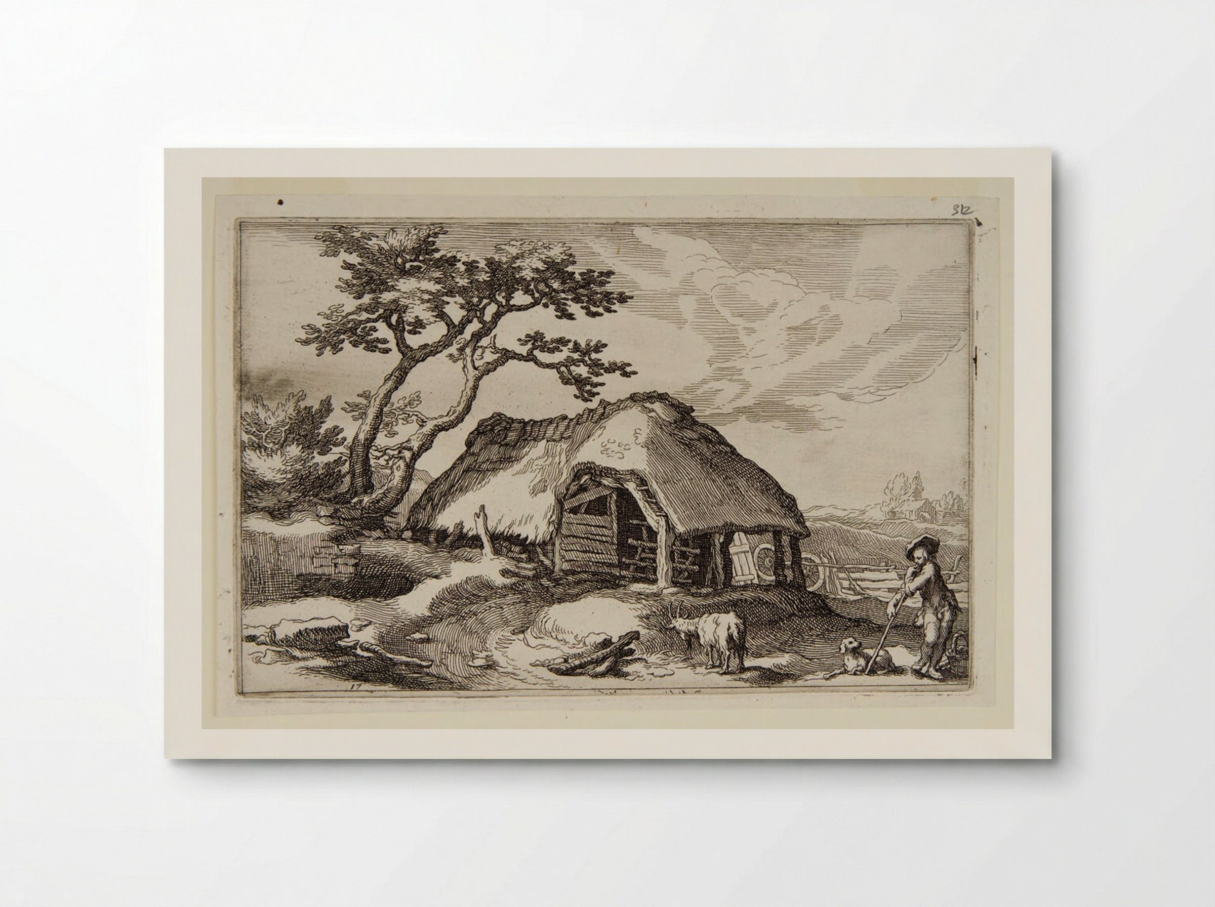 Shepherd and a Dog near a Farmhouse - Boetius Adamsz. Bolswert - Poster