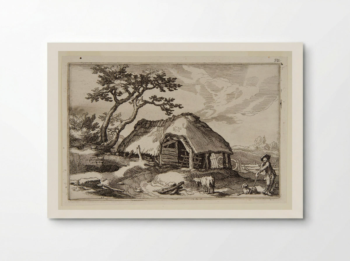 Shepherd and a Dog near a Farmhouse - Boetius Adamsz. Bolswert - Poster
