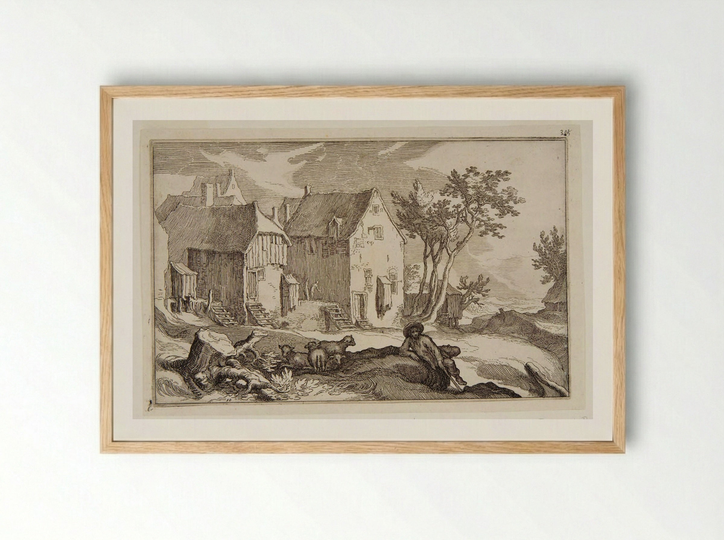 Shepherd before a Town - Boetius Adamsz. Bolswert - Framed Print Wood