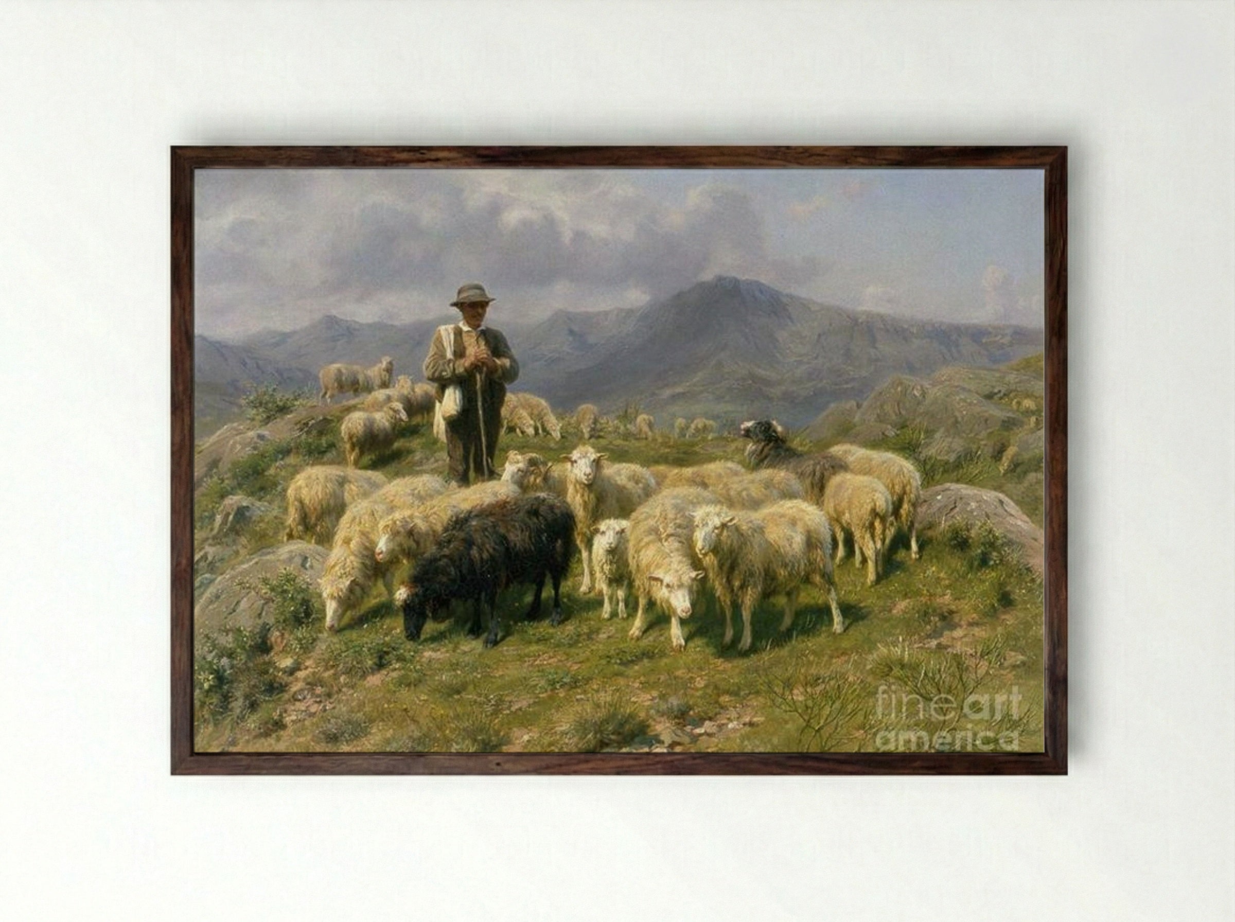 Shepherd of the Pyrenees - Rosa Bonheur - Framed Print Dark Wood