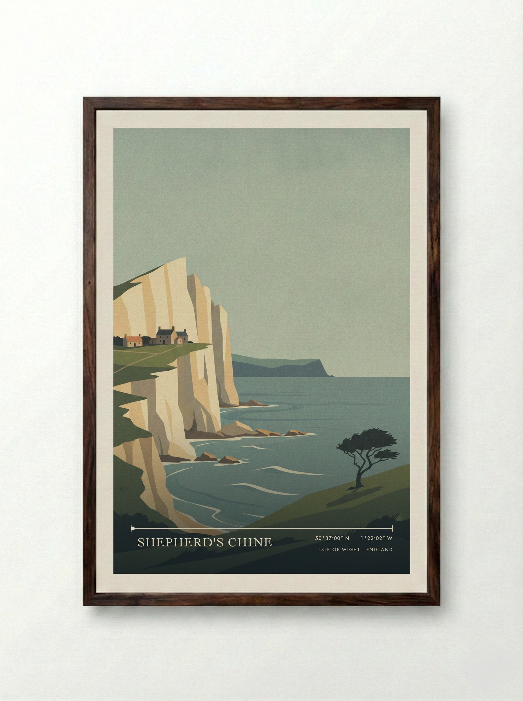 Shepherd's Chine Isle of Wight England Travel Poster - Framed Print Dark Wood
