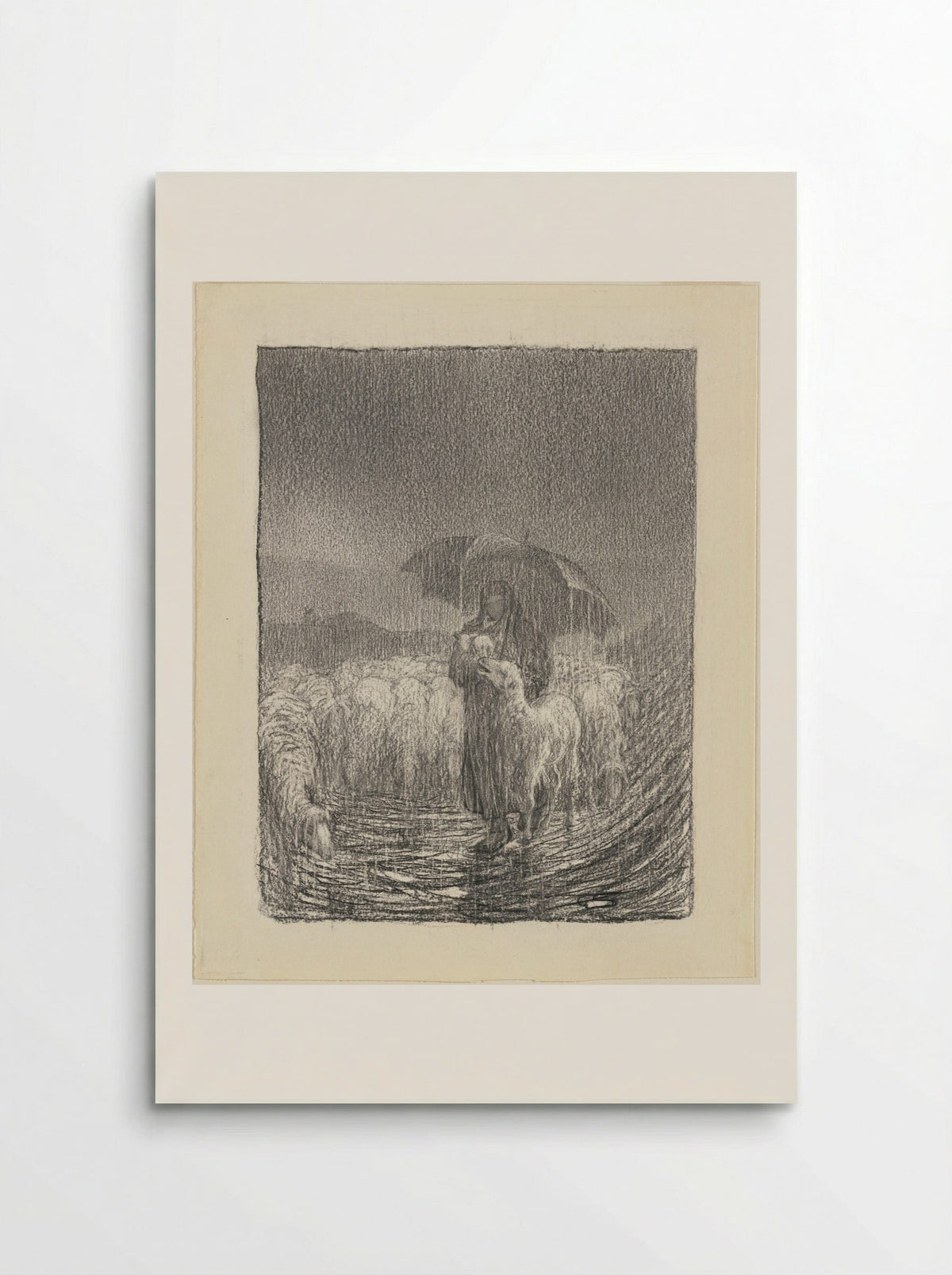 Shepherdess in the Rain - Giovanni Segantini - Poster