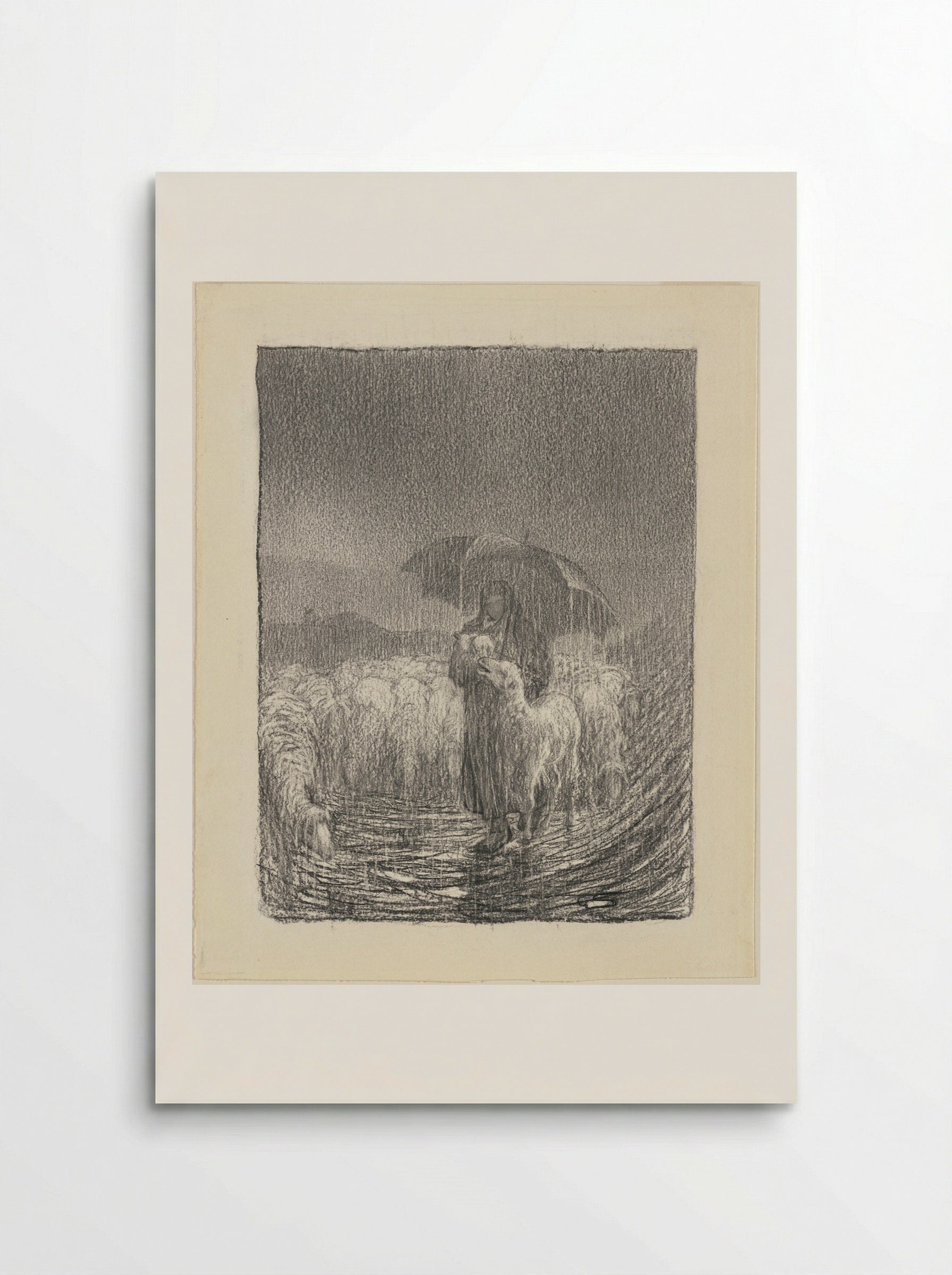 Shepherdess in the Rain - Giovanni Segantini - Poster