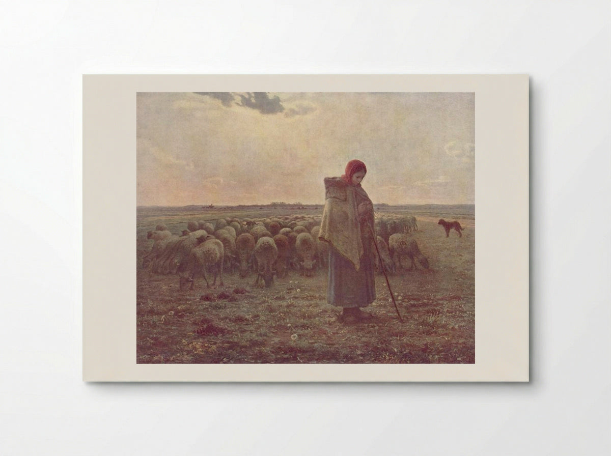 Shepherdess with her Flock - Jean-Francois Millet - Poster