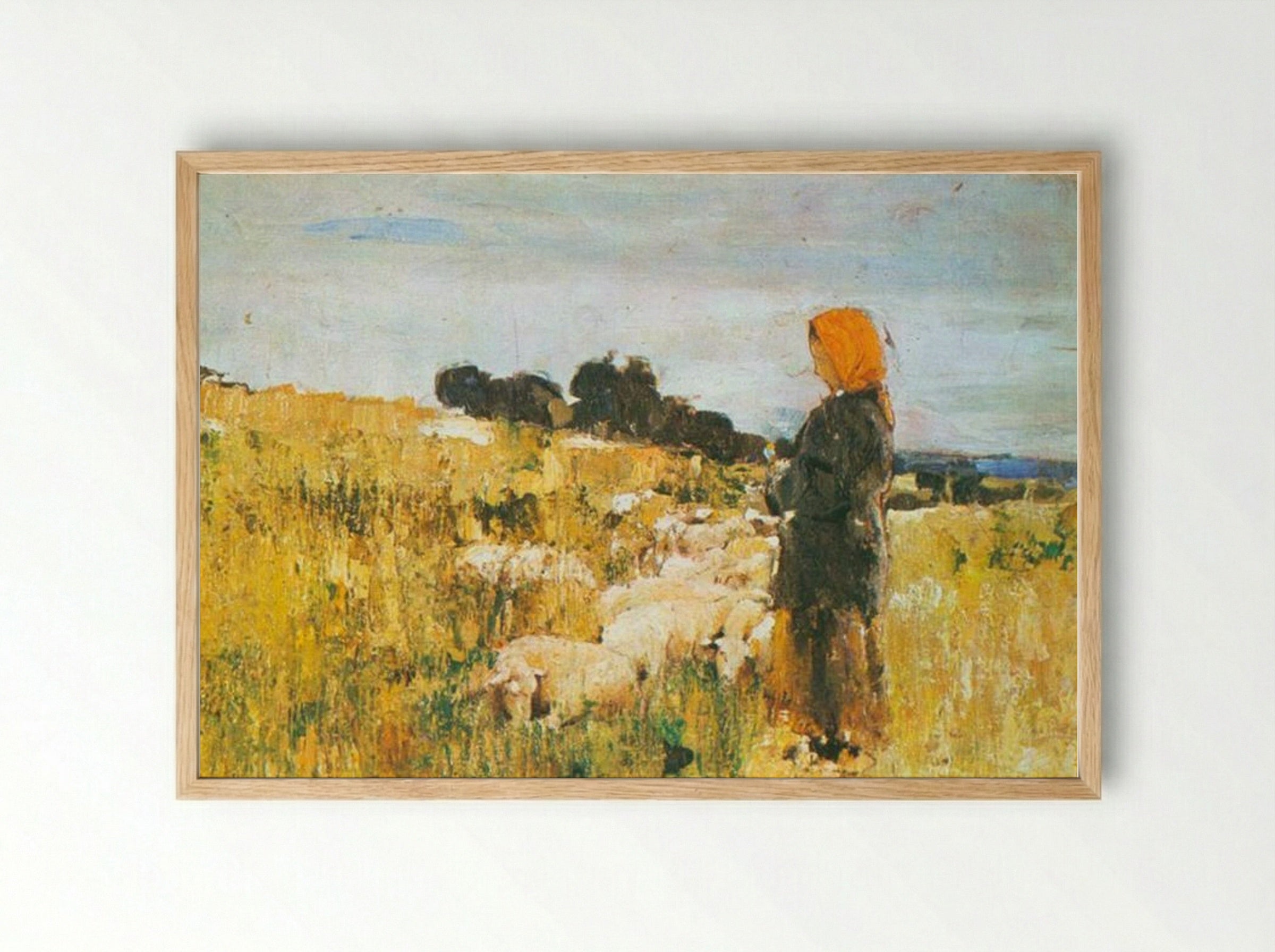 Shepherdess - Stefan Luchian - Framed Print Wood