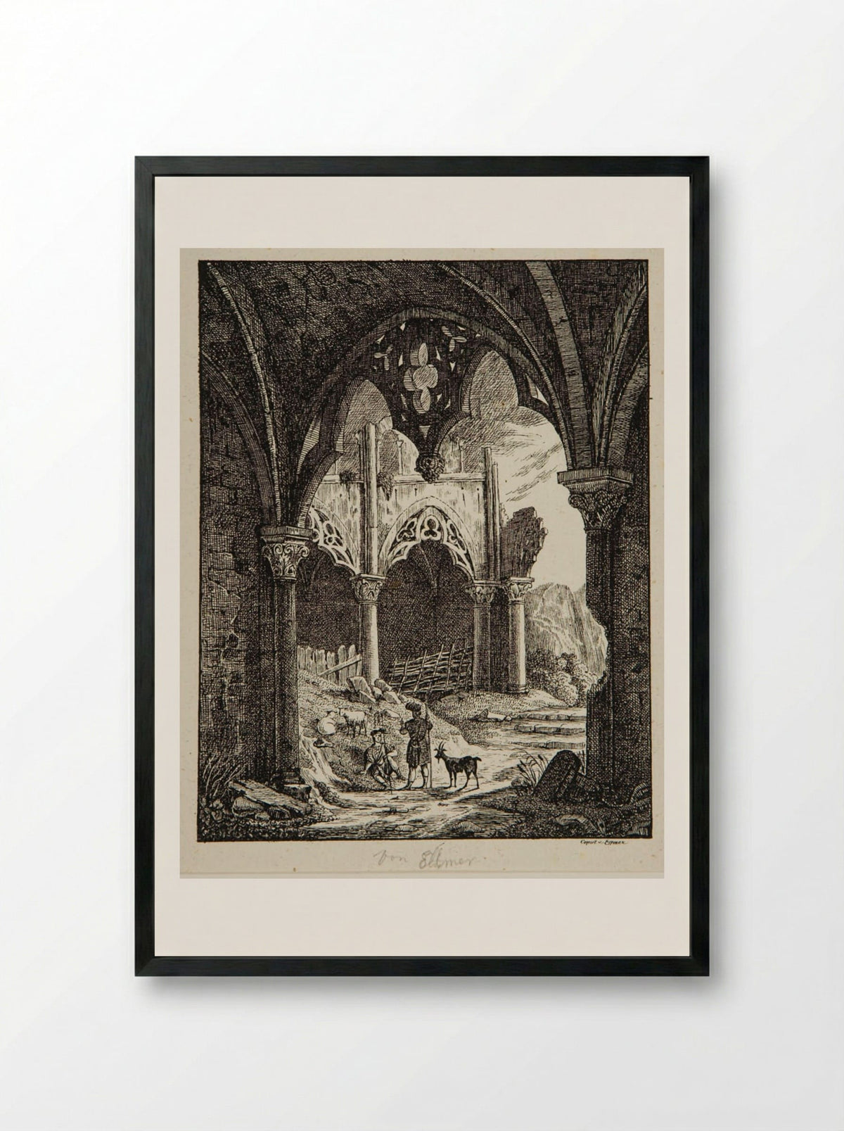 Shepherds Among Ruins - P. Ellmer - Framed Print Black