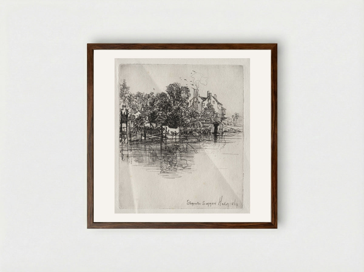 Shepperton - Francis Seymour Haden - Framed Print Dark Wood