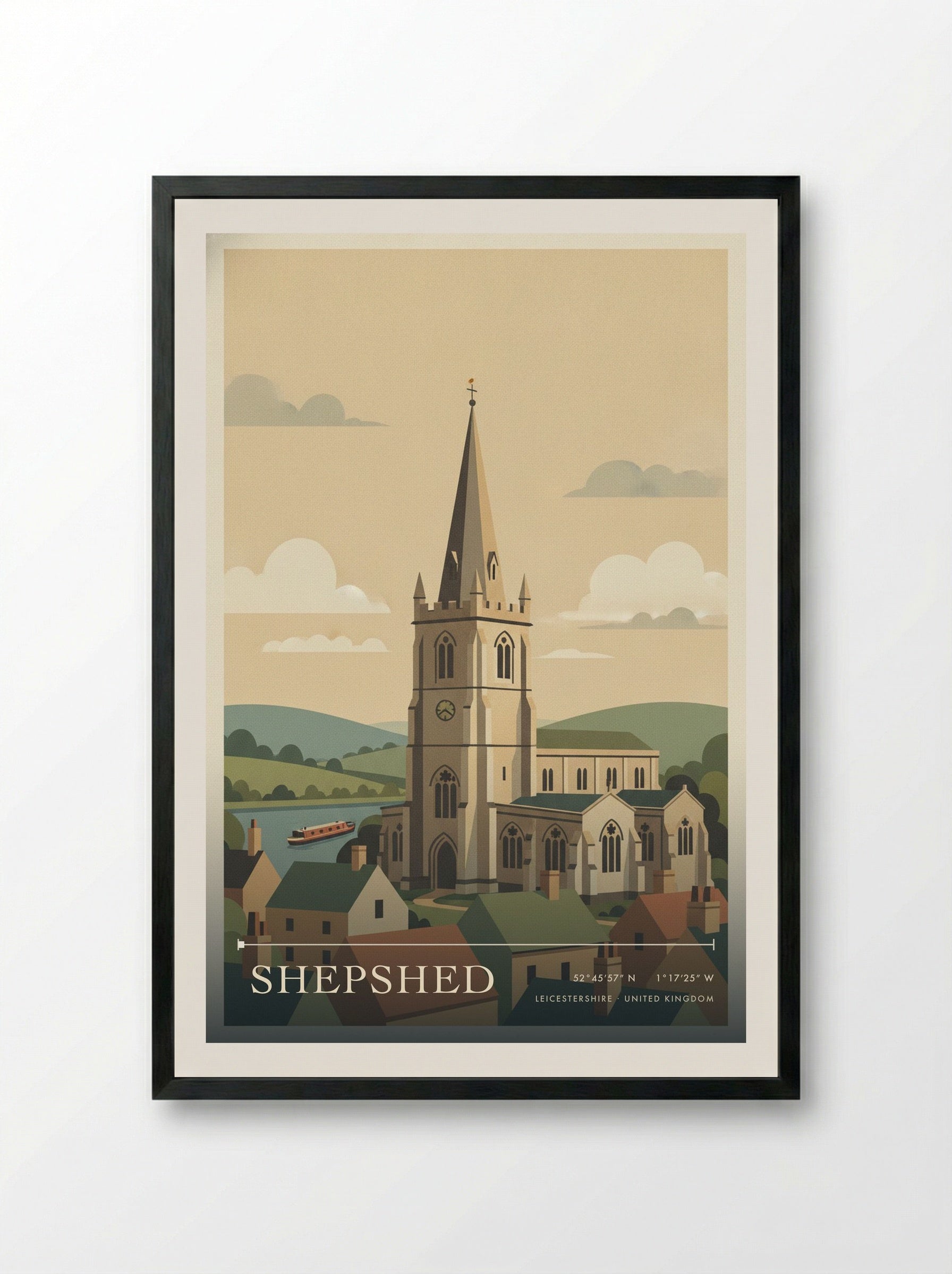 Shepshed Leicestershire United Kingdom Travel Poster - Framed Print Black