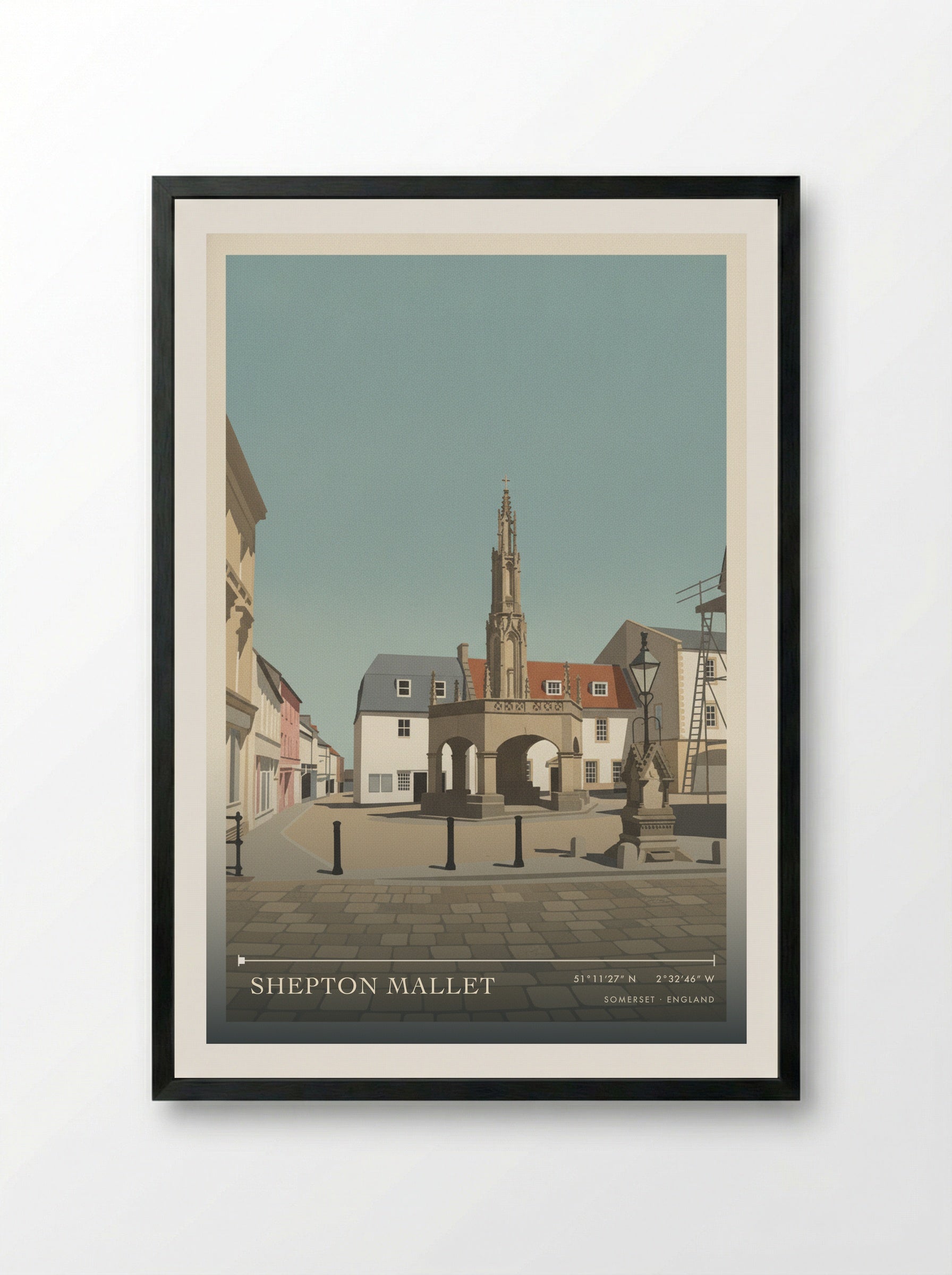 Shepton Mallet Somerset England Travel Poster - Framed Print Black