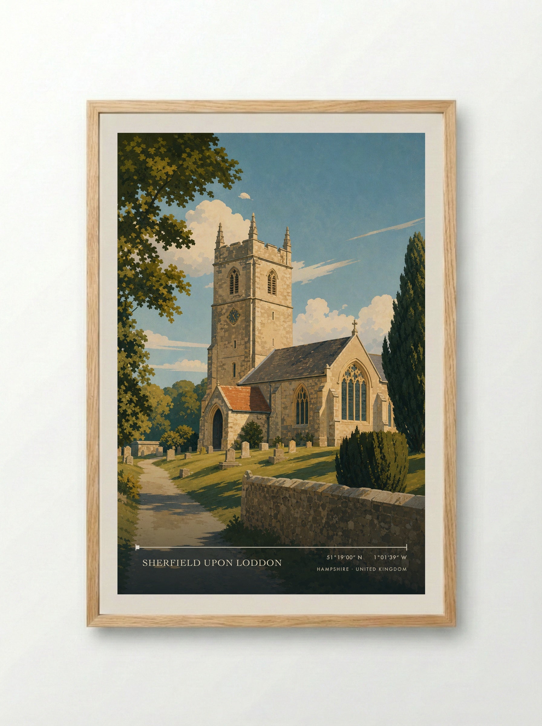 Sherfield upon Loddon Hampshire United Kingdom Travel Poster - Framed Print Wood