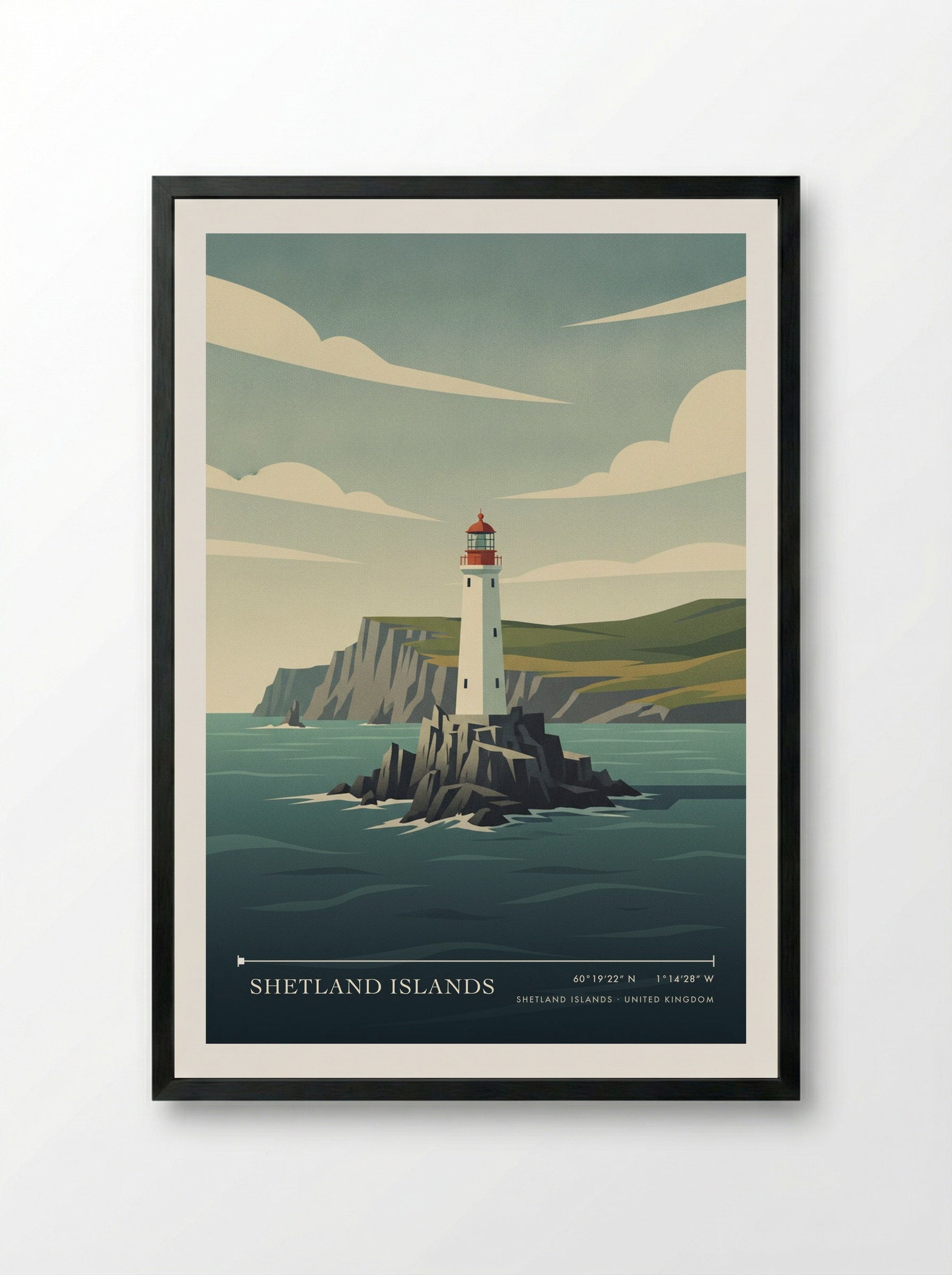 Shetland Islands United Kingdom Travel Poster - Framed Print Black
