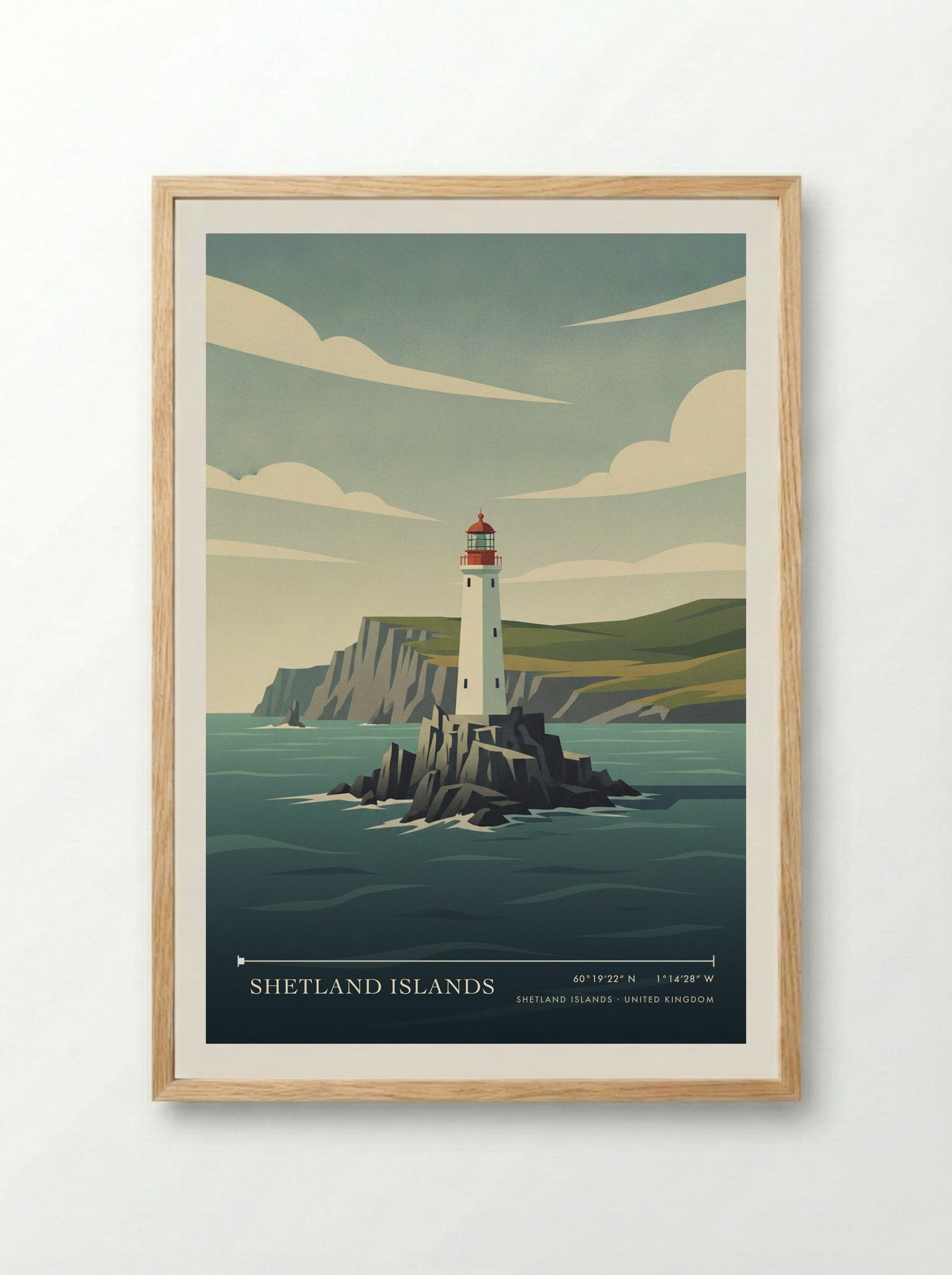 Shetland Islands United Kingdom Travel Poster - Framed Print Wood