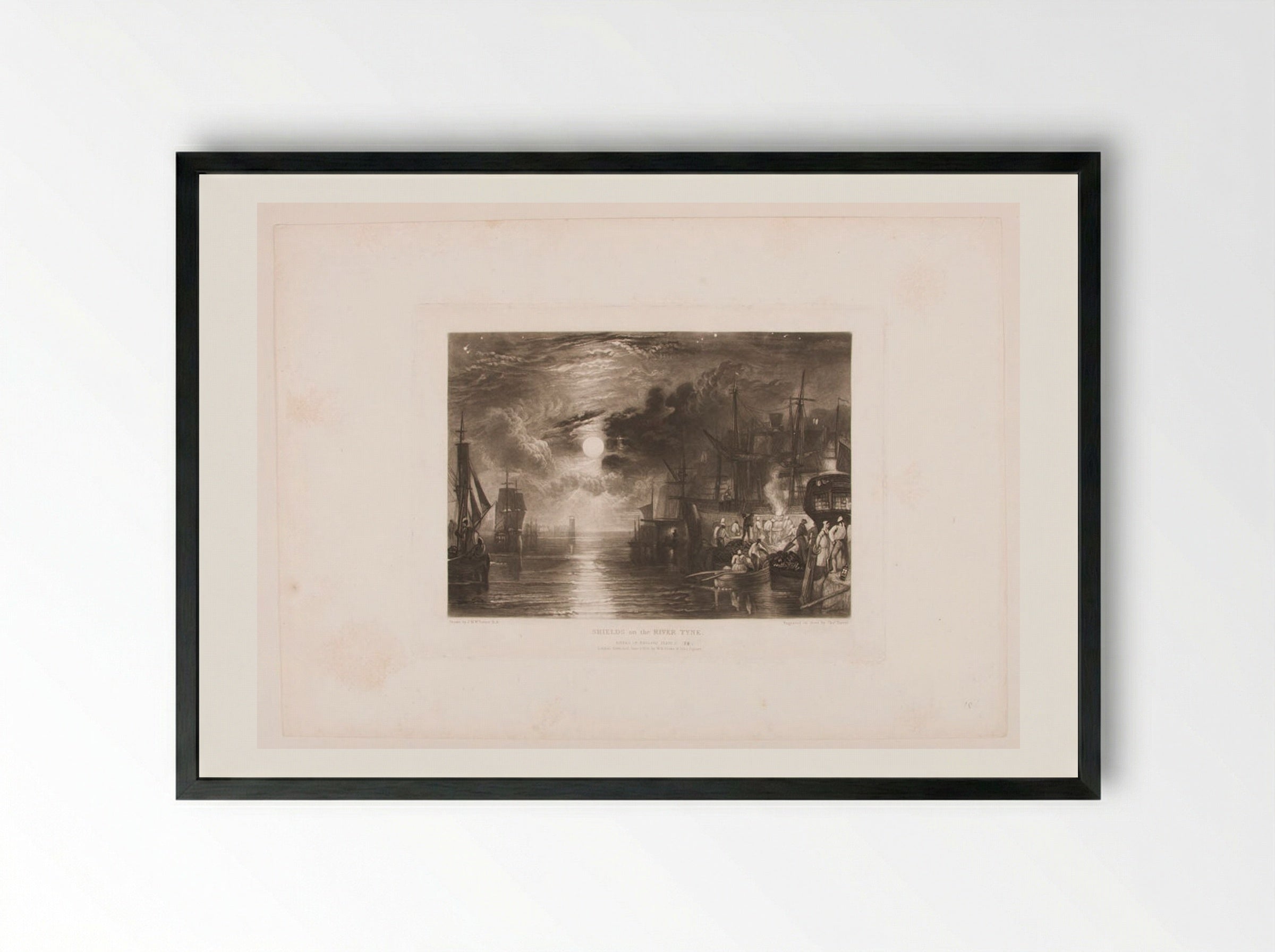 Shields on the River Tyne - Charles Turner - Framed Print Black